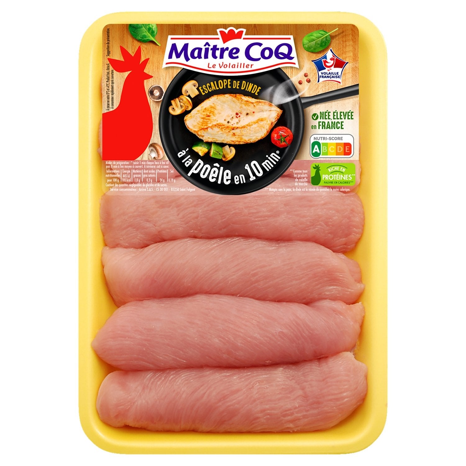 Escalopes de dinde MAITRE COQ - barquette de 6 - 720 g