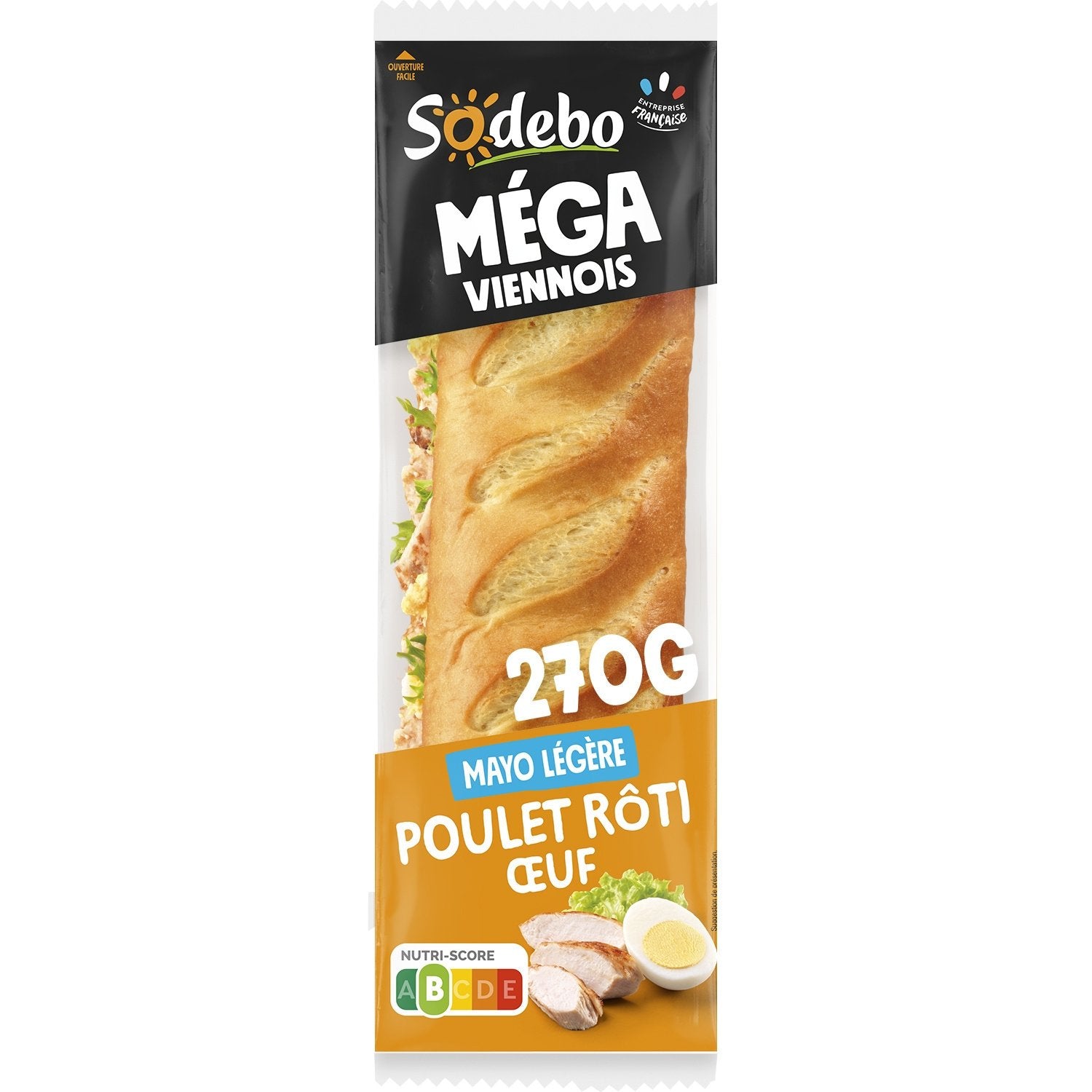 Sandwich baguette pain viennois poulet œuf mayo légère SODEBO 270 g