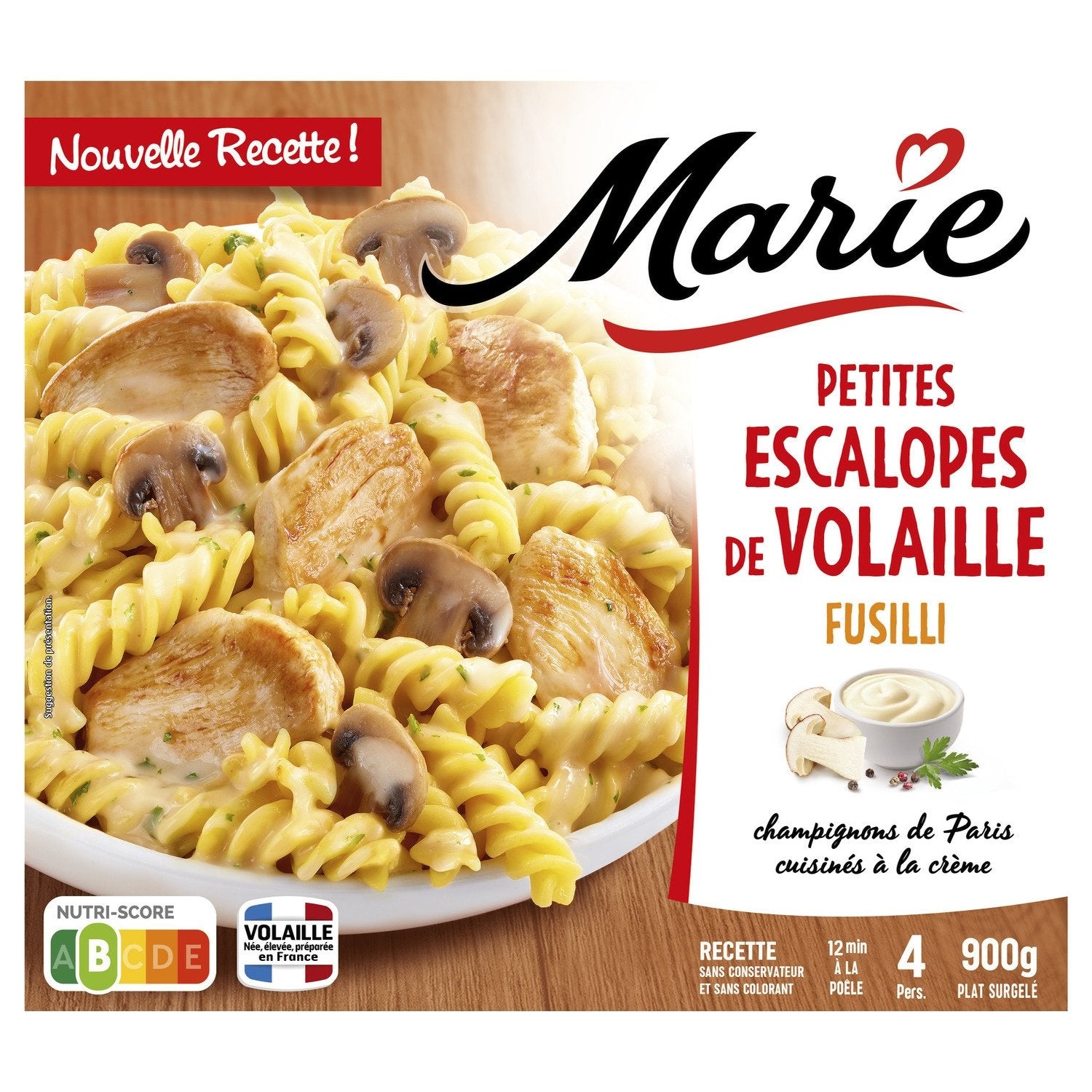 Plats cuisinés escalopes de volaille/Farfalles MARIE - sachet de 900 g