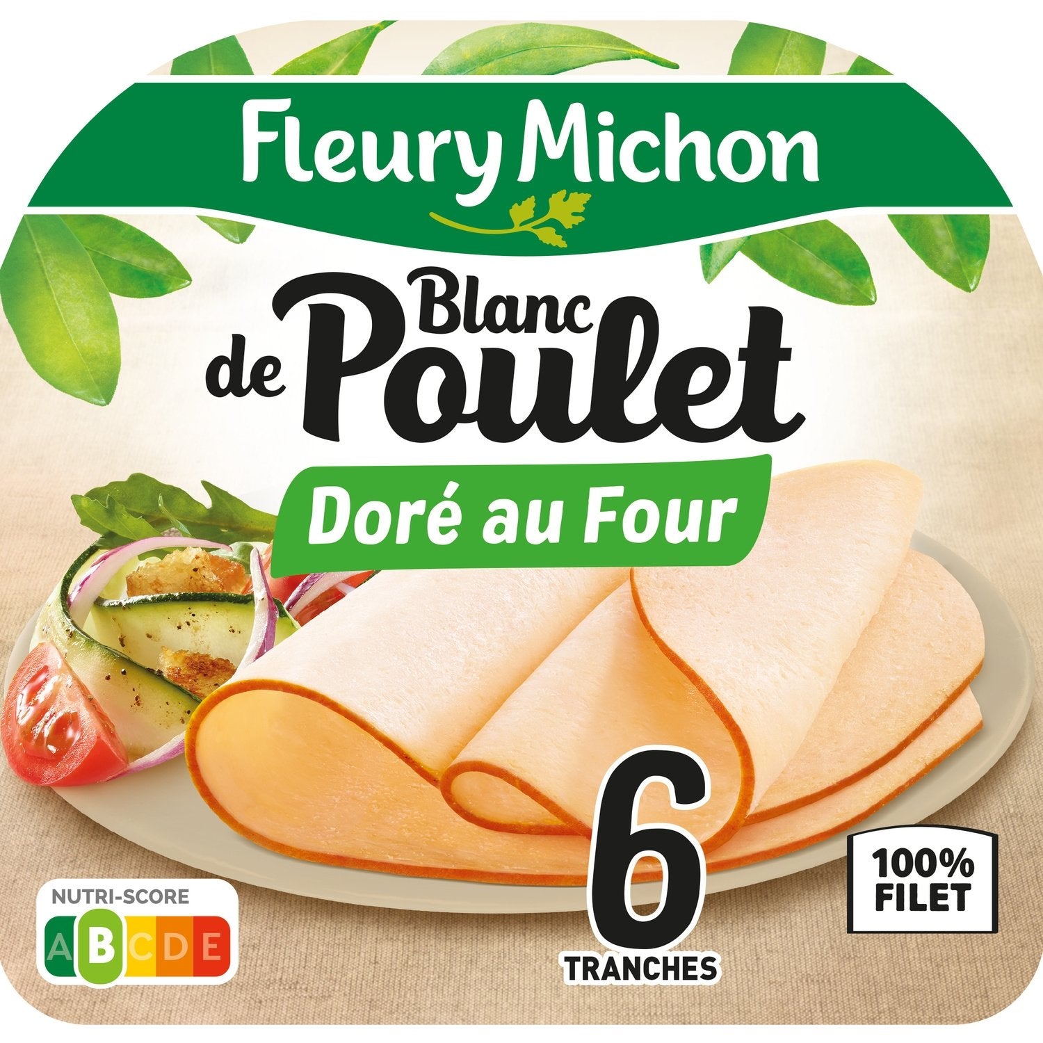 Blanc de poulet doré au four FLEURY MICHON - 6 tranches - 180g