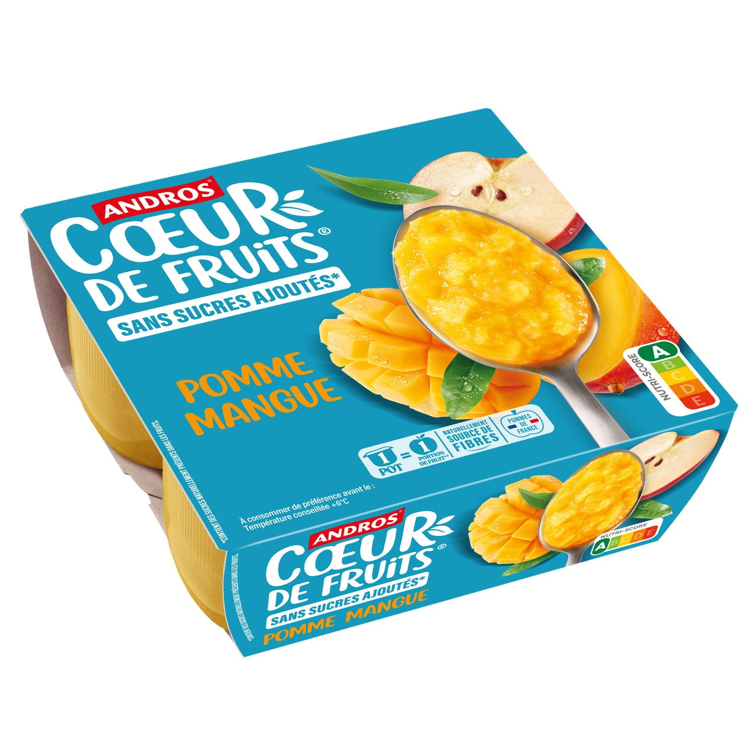 Compote Pomme Mangue Sans Sucres ANDROS - 4 pots de 100g