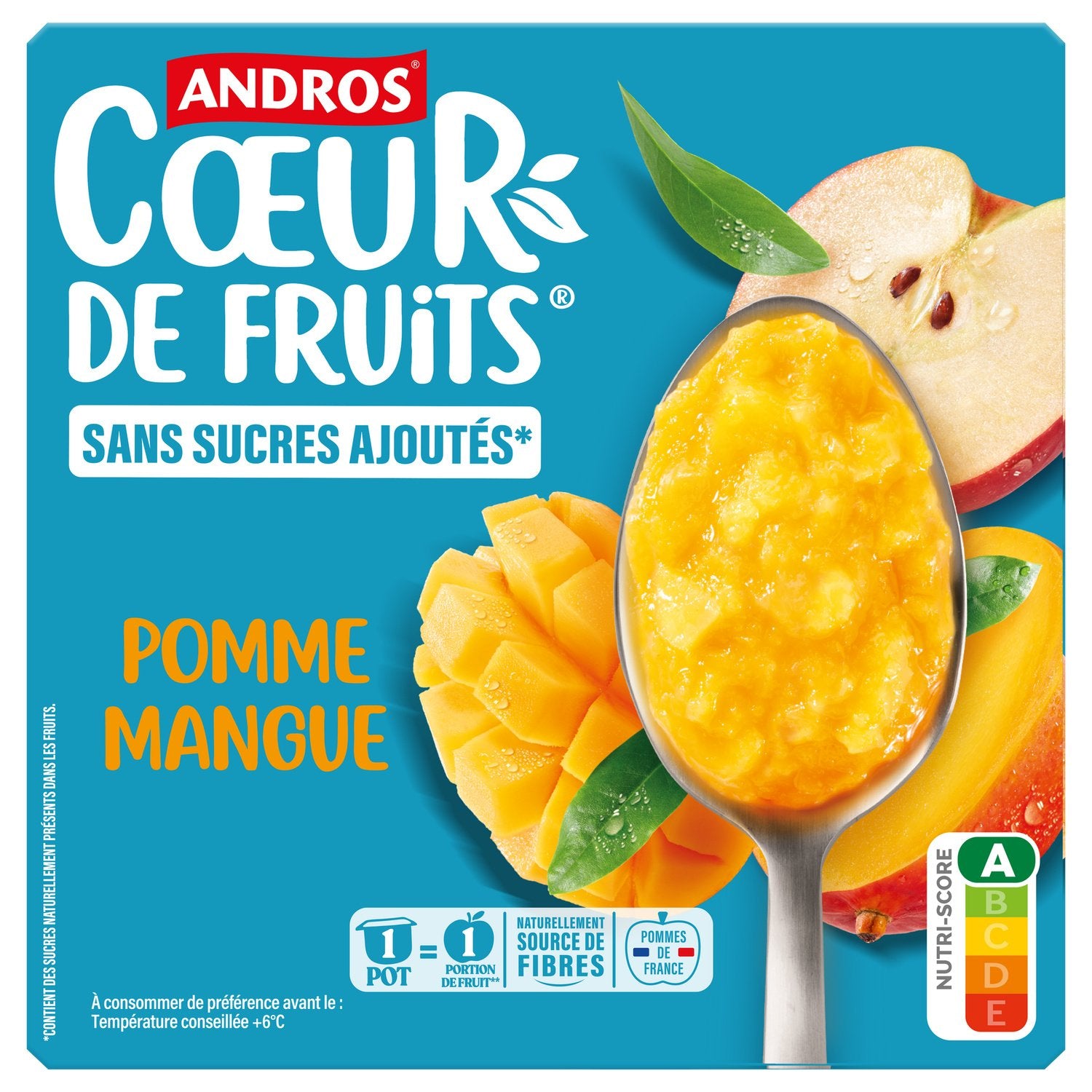 Compote Pomme Mangue Sans Sucres ANDROS - 4 pots de 100g