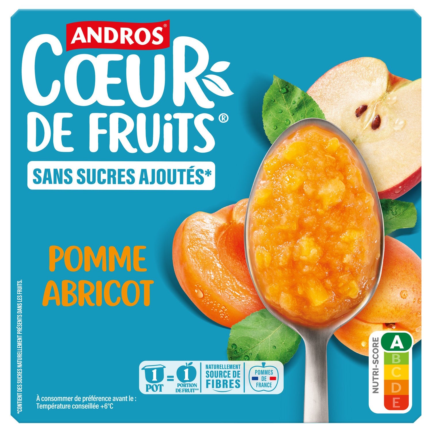 Compote Pomme Abricot Sans Sucres ANDROS - 4 pots de 100g