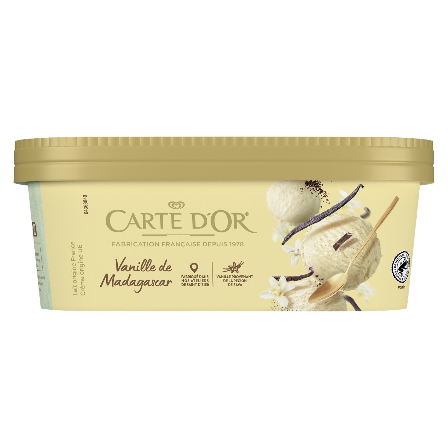 Glace Crème Glacée Vanille De Madagascar - CARTE D'OR  le bac de 700mL
