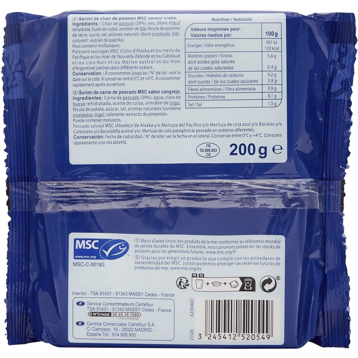 Surimi bâtonnets CARREFOUR CLASSIC - 12 pcs - 200g
