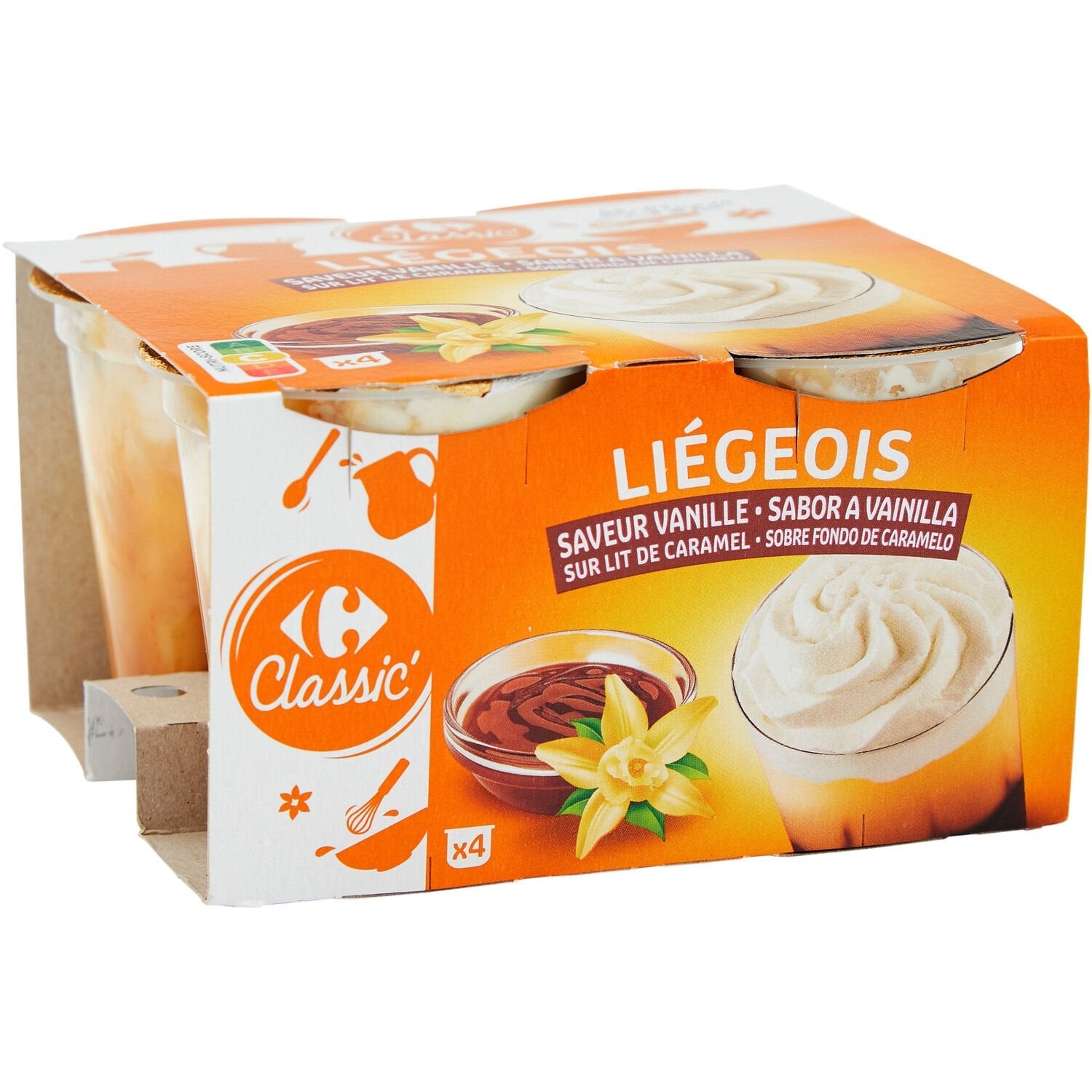 Liégeois vanille caramel CARREFOUR CLASSIC - 4 pots de 100 G