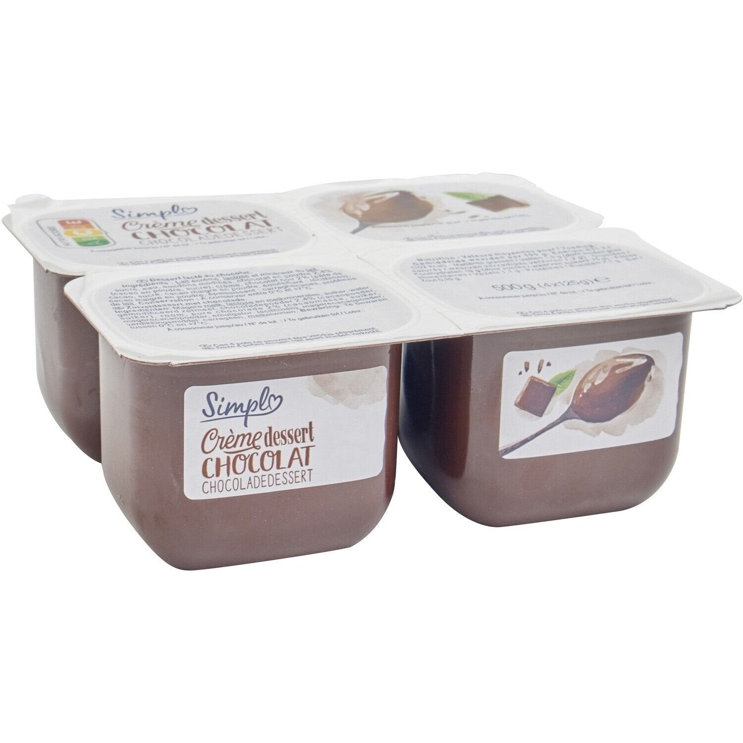 Crèmes dessert chocolat SIMPL - Les 4 pots de 125 G