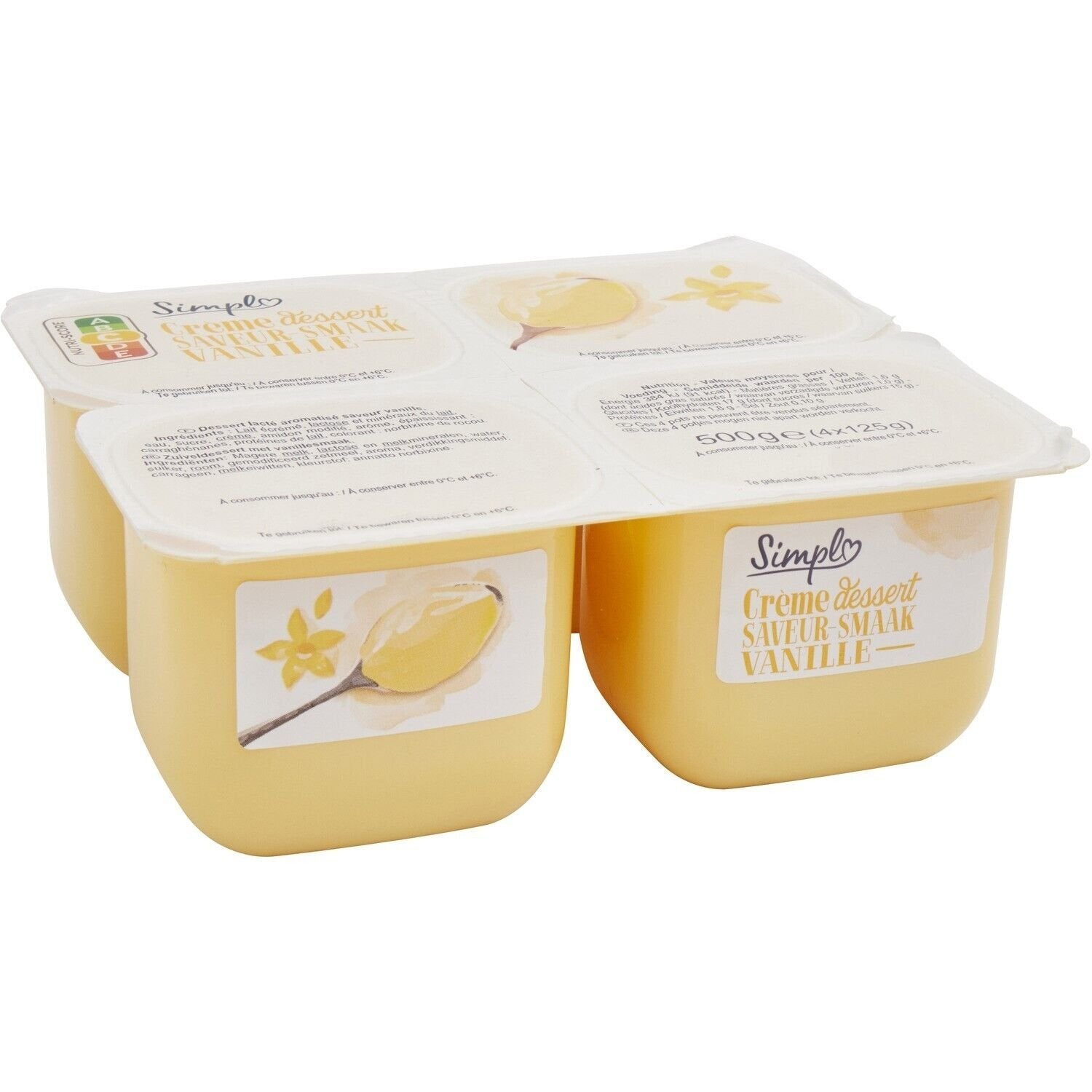 Crèmes dessert saveur vanille SIMPL -  Les 4 pots de 125 G