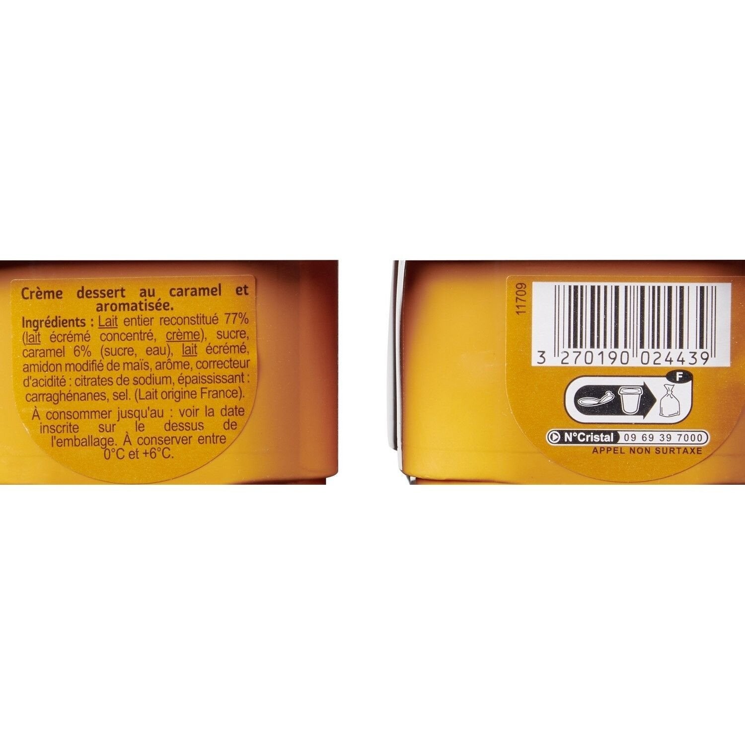 Crème dessert caramel CARREFOUR CLASSIC - Les 4 pots de 125 g
