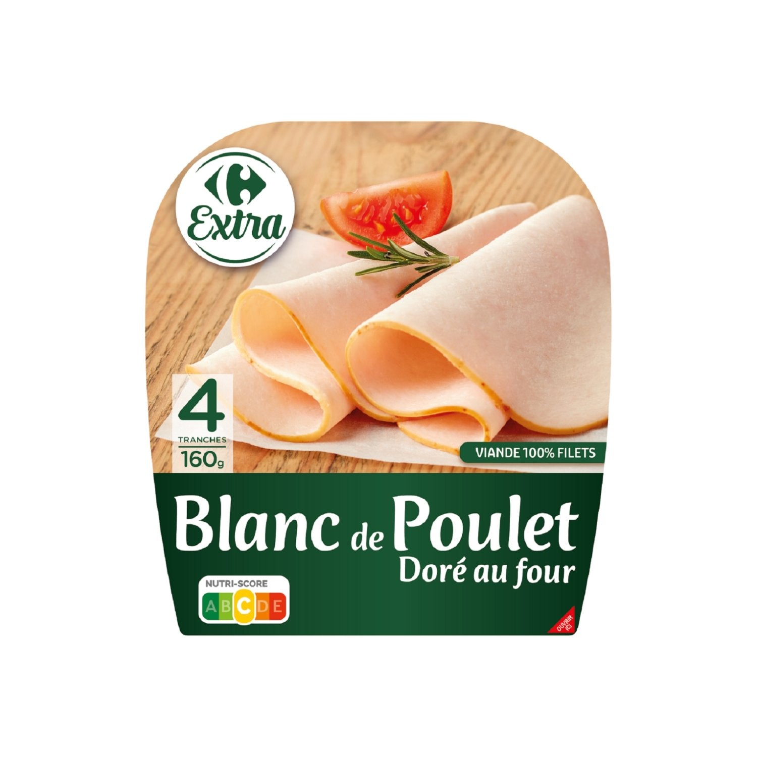 Blanc de poulet doré au four CARREFOUR EXTRA - 4 tranches - 160g