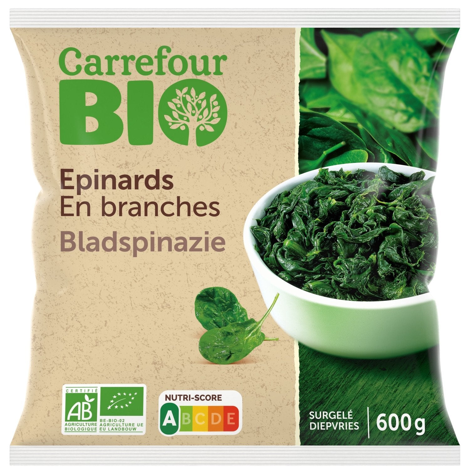 Epinards en branches Bio CARREFOUR - BIO 600 g