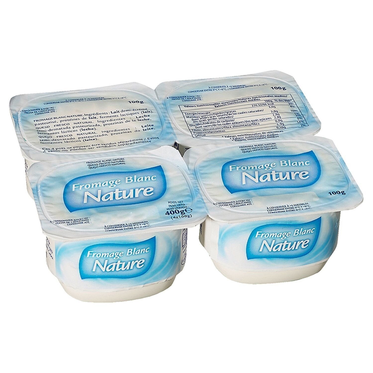 Fromage Blanc Nature NOVANDIE - Les 4 pots de 100 G