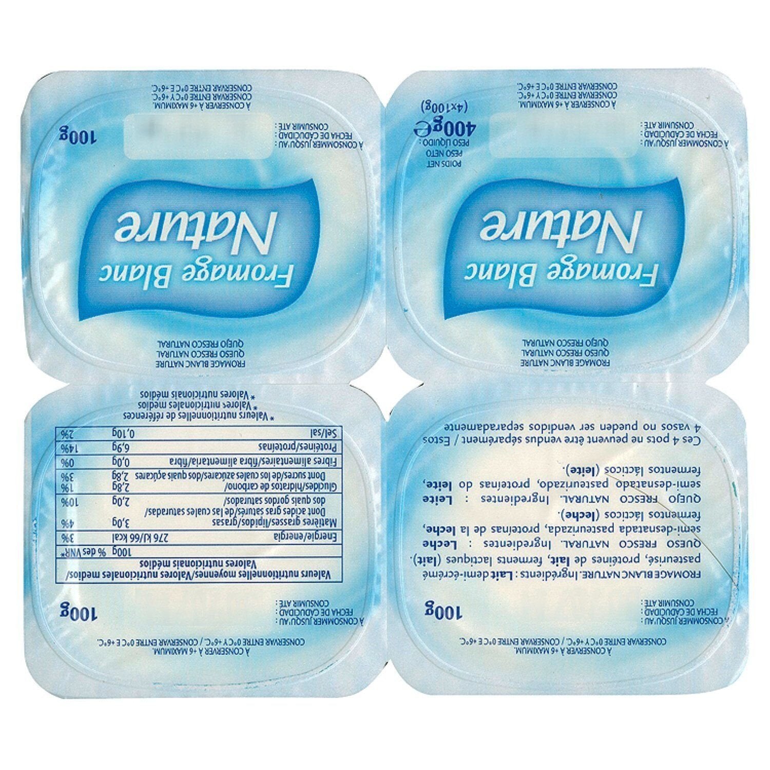 Fromage Blanc Nature NOVANDIE - Les 4 pots de 100 G
