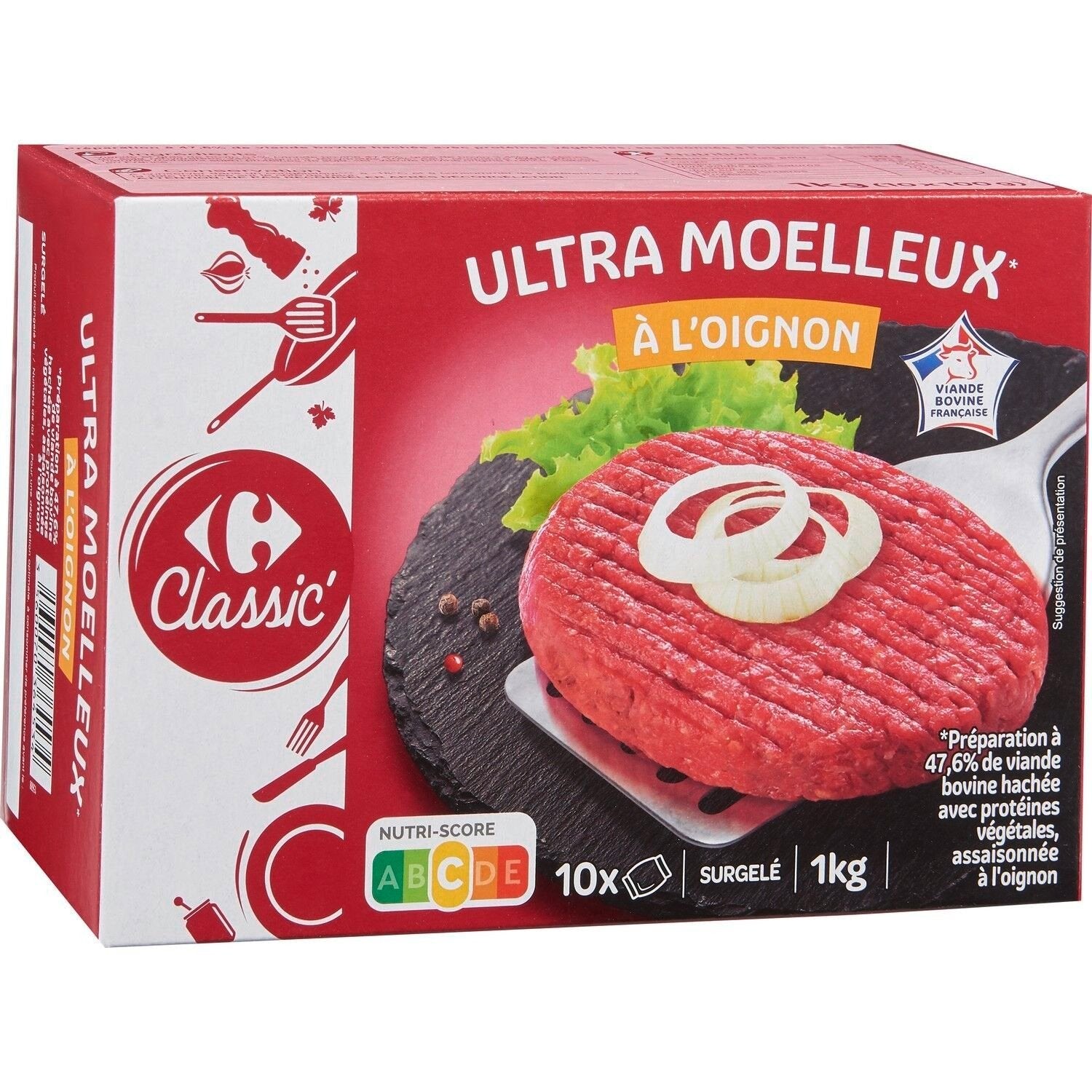 Haché à l'oignon CARREFOUR CLASSIC - 10 hachés de 100g