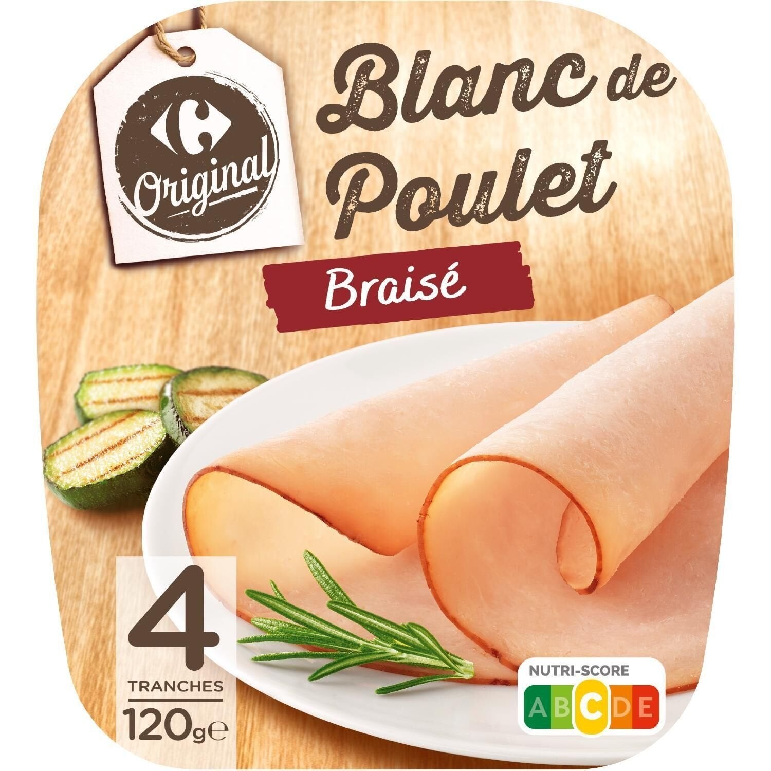 Blanc de poulet braisé CARREFOUR ORIGINAL - 4 tranches - 120g