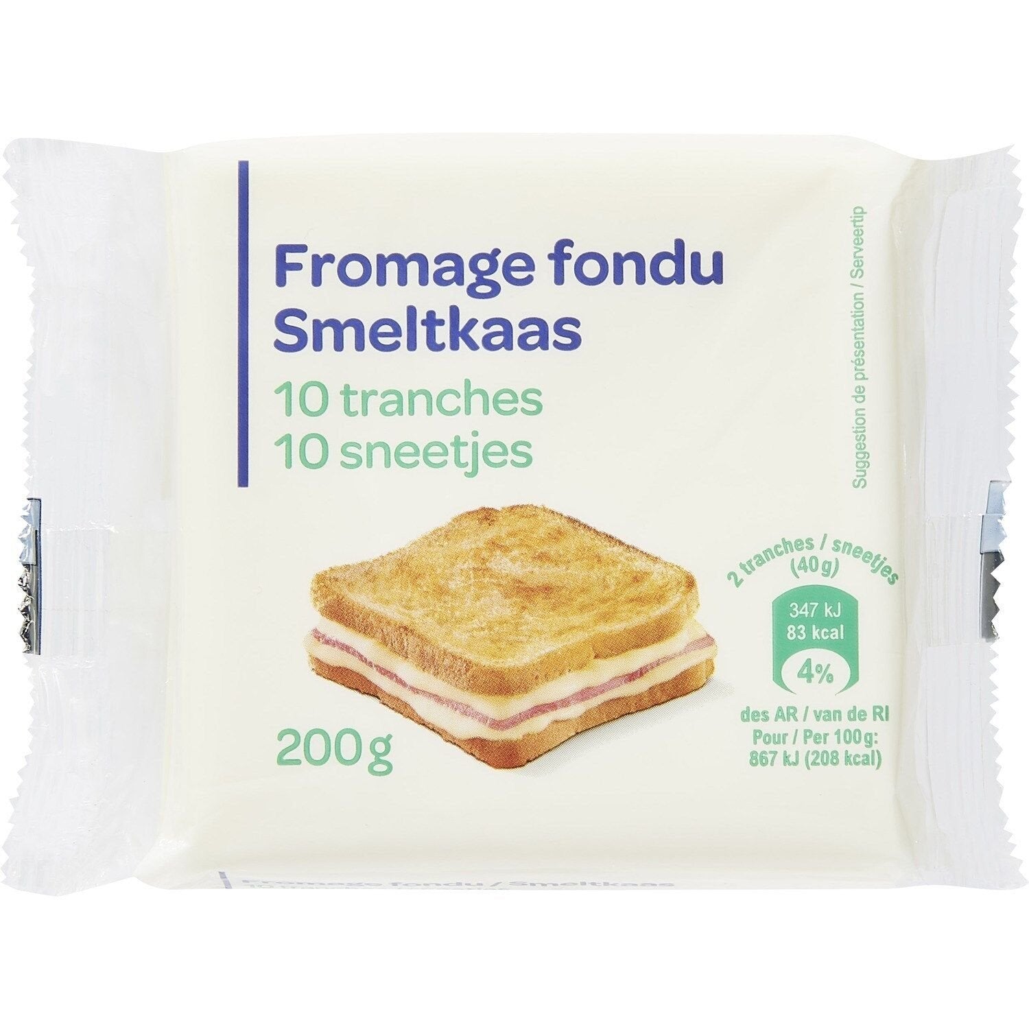 Fromage en Tranches - paquet de 10 tranches - 200g