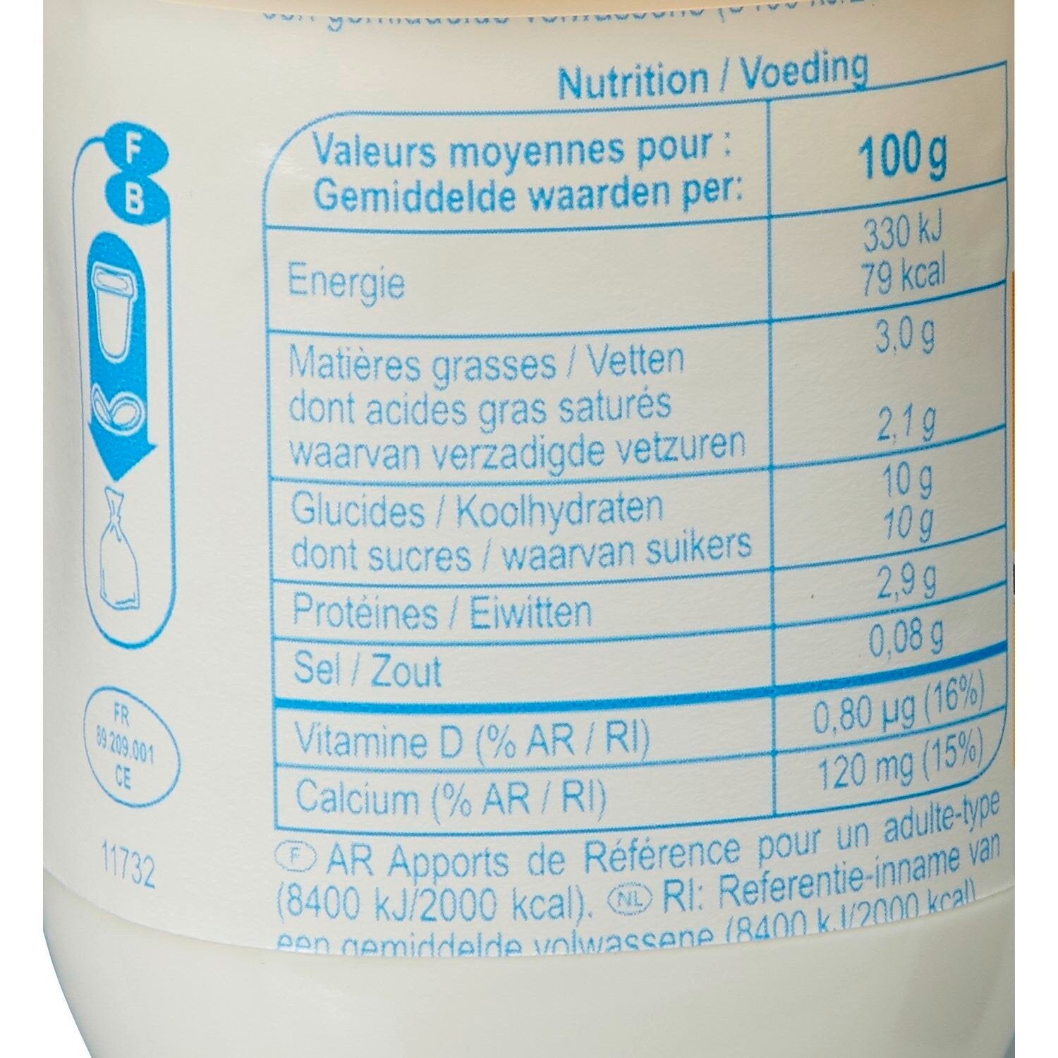 Yaourts Nature Sucré CARREFOUR CLASSIC - Les 4 pots de 125 G