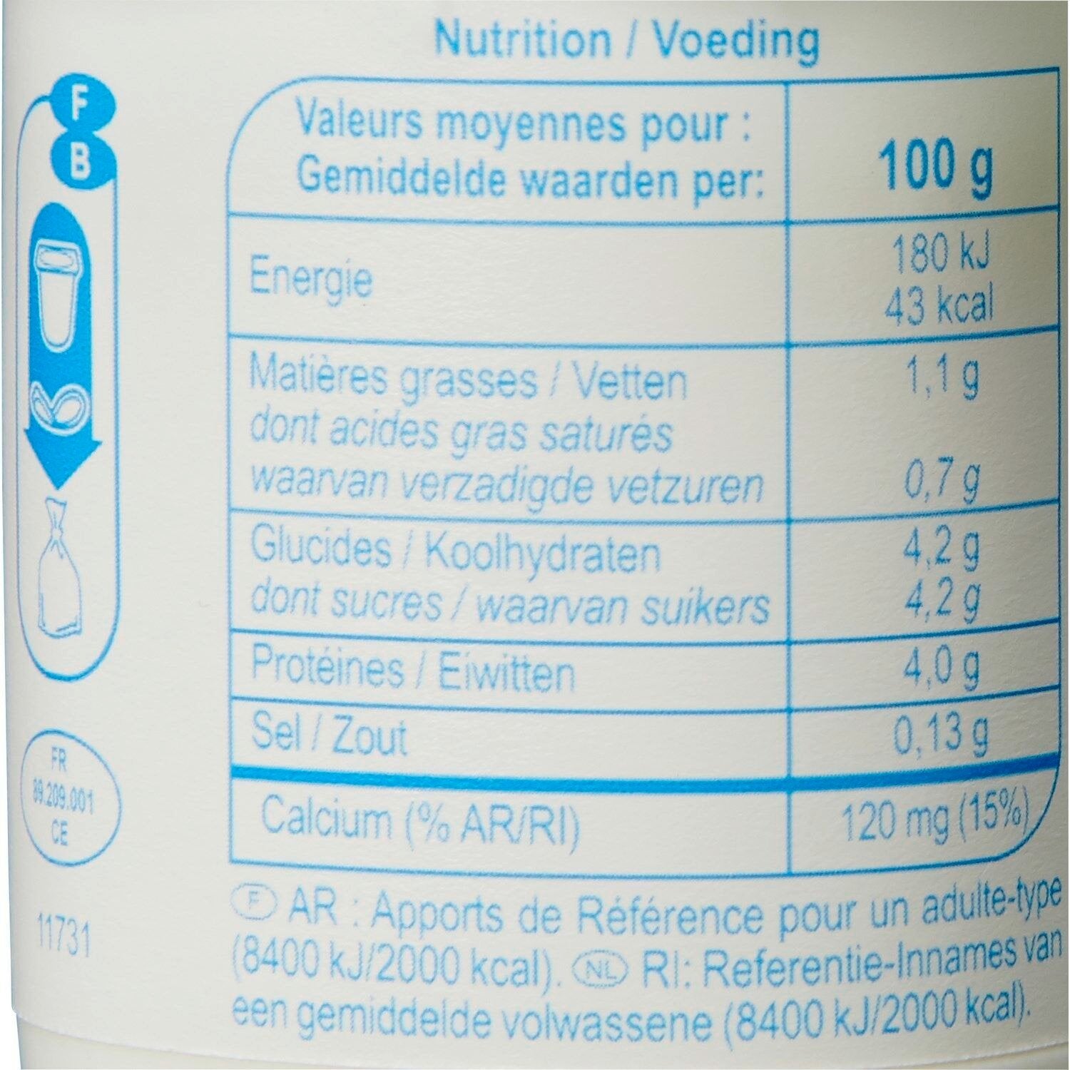 Yaourts Nature nature CARREFOUR CLASSIC - les 4 pots de 125 G