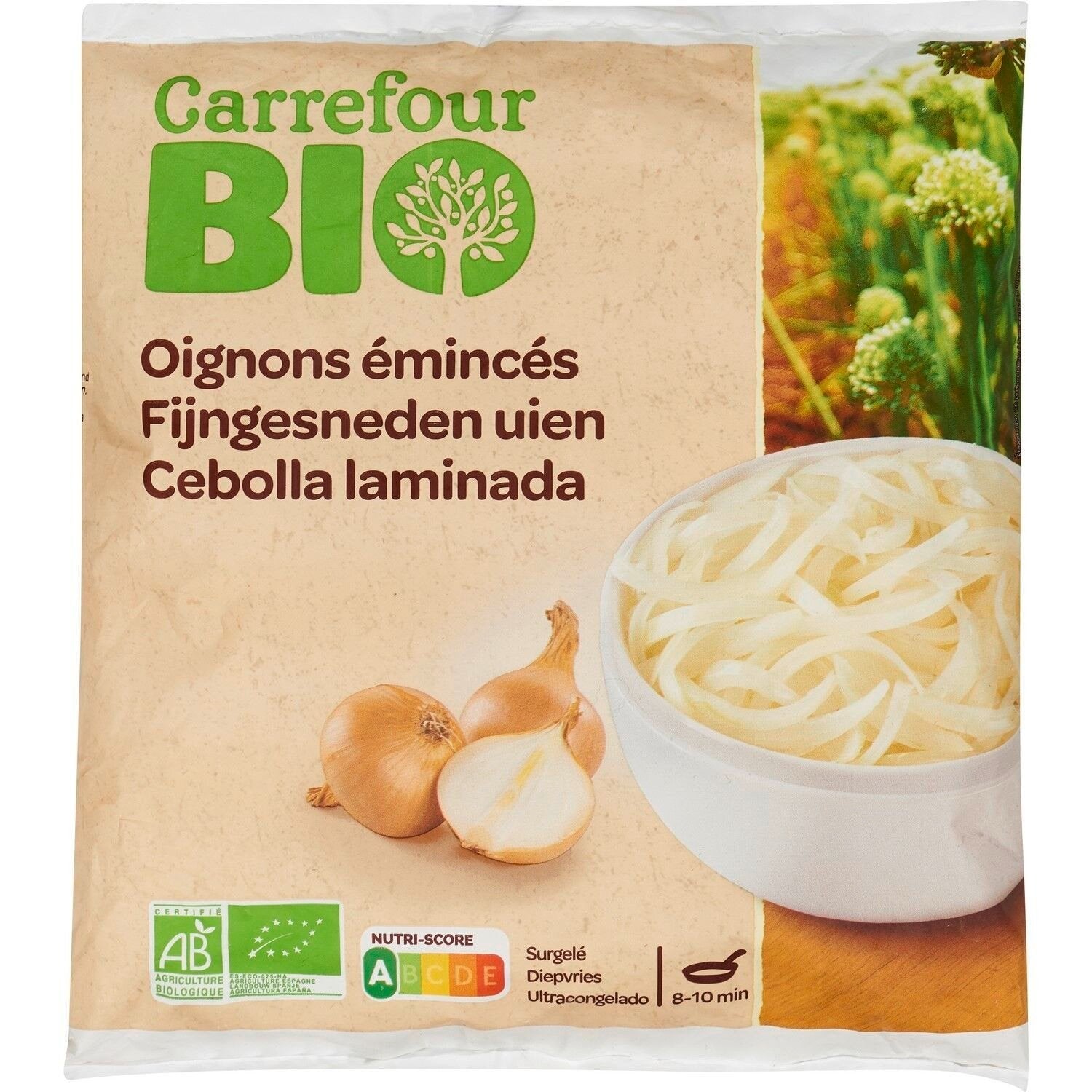 Oignons émincés Bio CARREFOUR BIO - le sachet de 450g