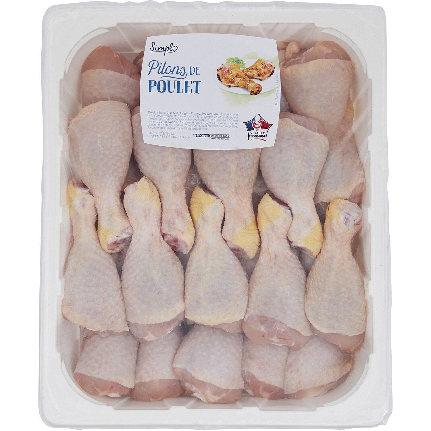 Pilons de poulet blanc SIMPL - barquette de 3Kg