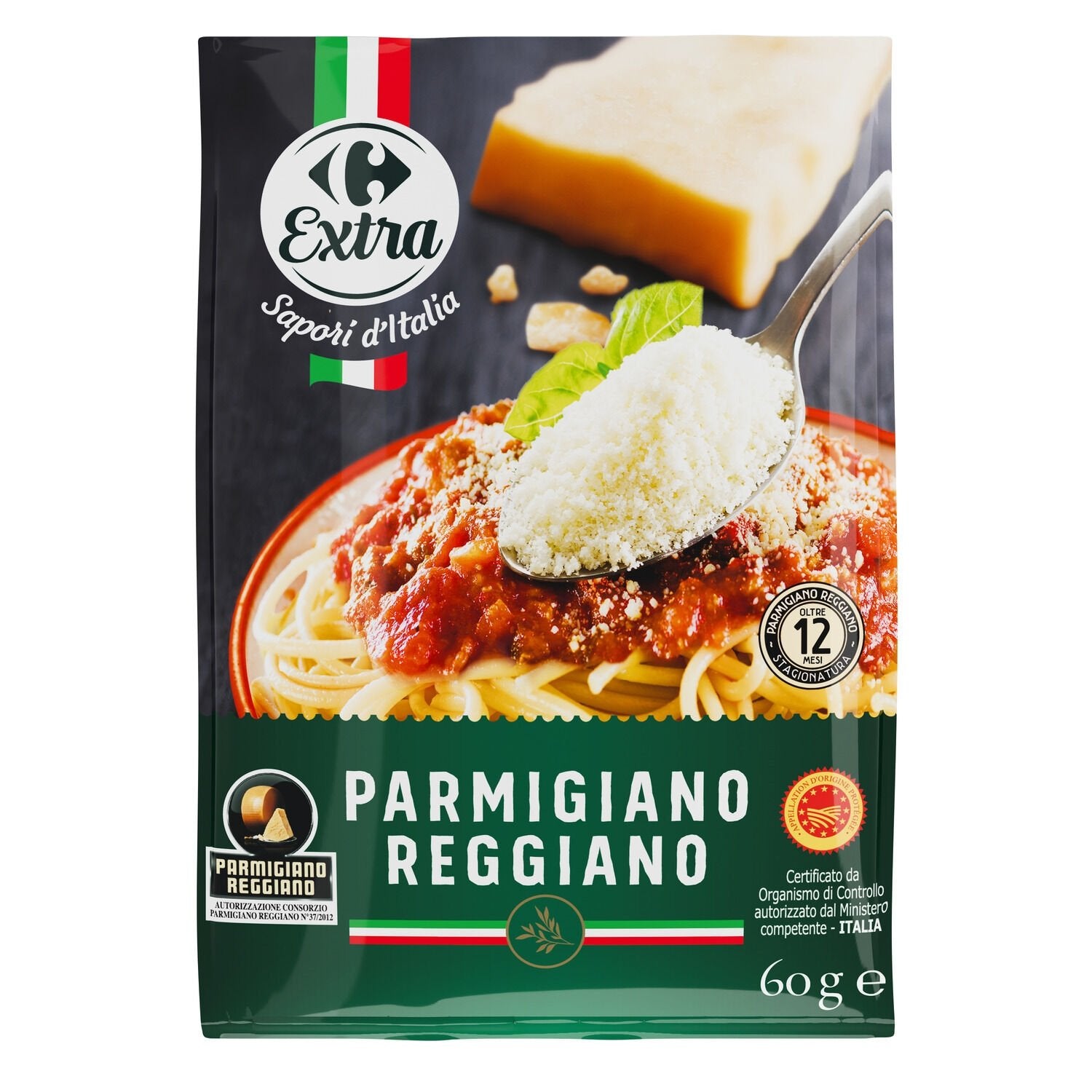 Parmigiano Reggiano râpé AOP CARREFOUR EXTRA - le sachet de 60 G