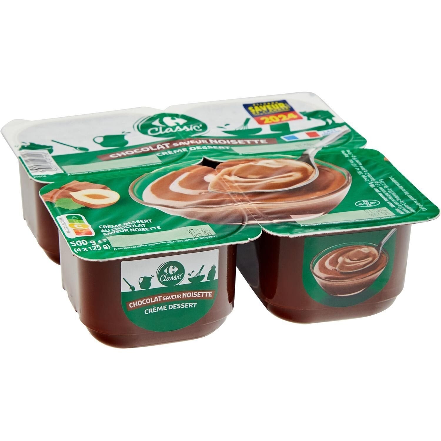 Crème dessert chocolat noisette CARREFOUR es 4 pots de 125 G