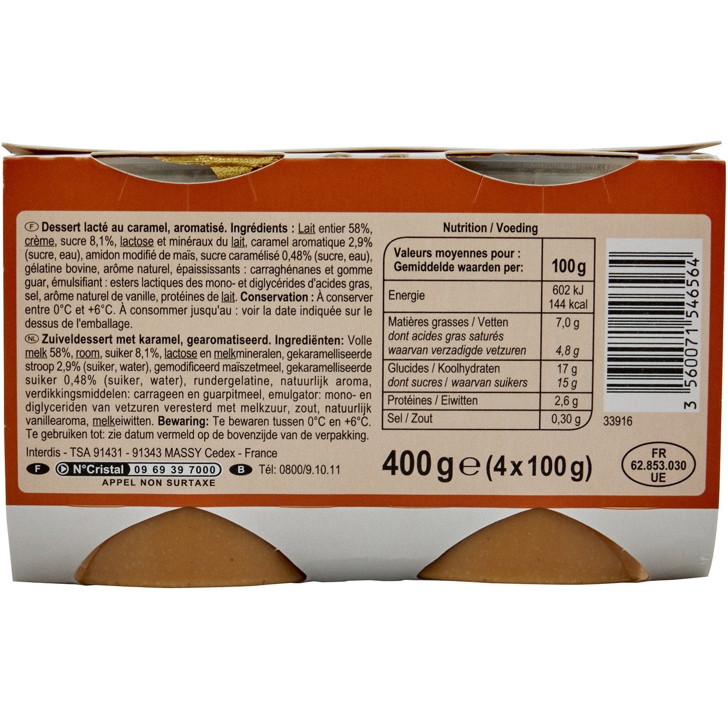 Dessert liégeois caramel CARREFOUR CLASSIC - 400 G