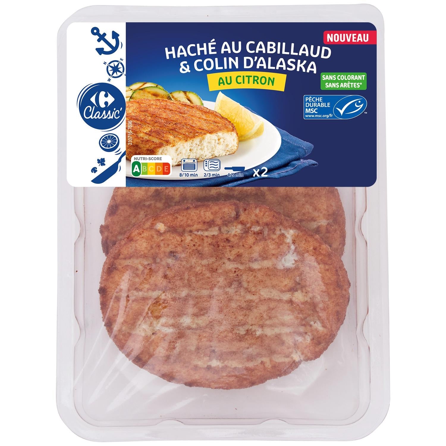 Haché de cabillau & colin CARREFOUR CLASSIC - 200g