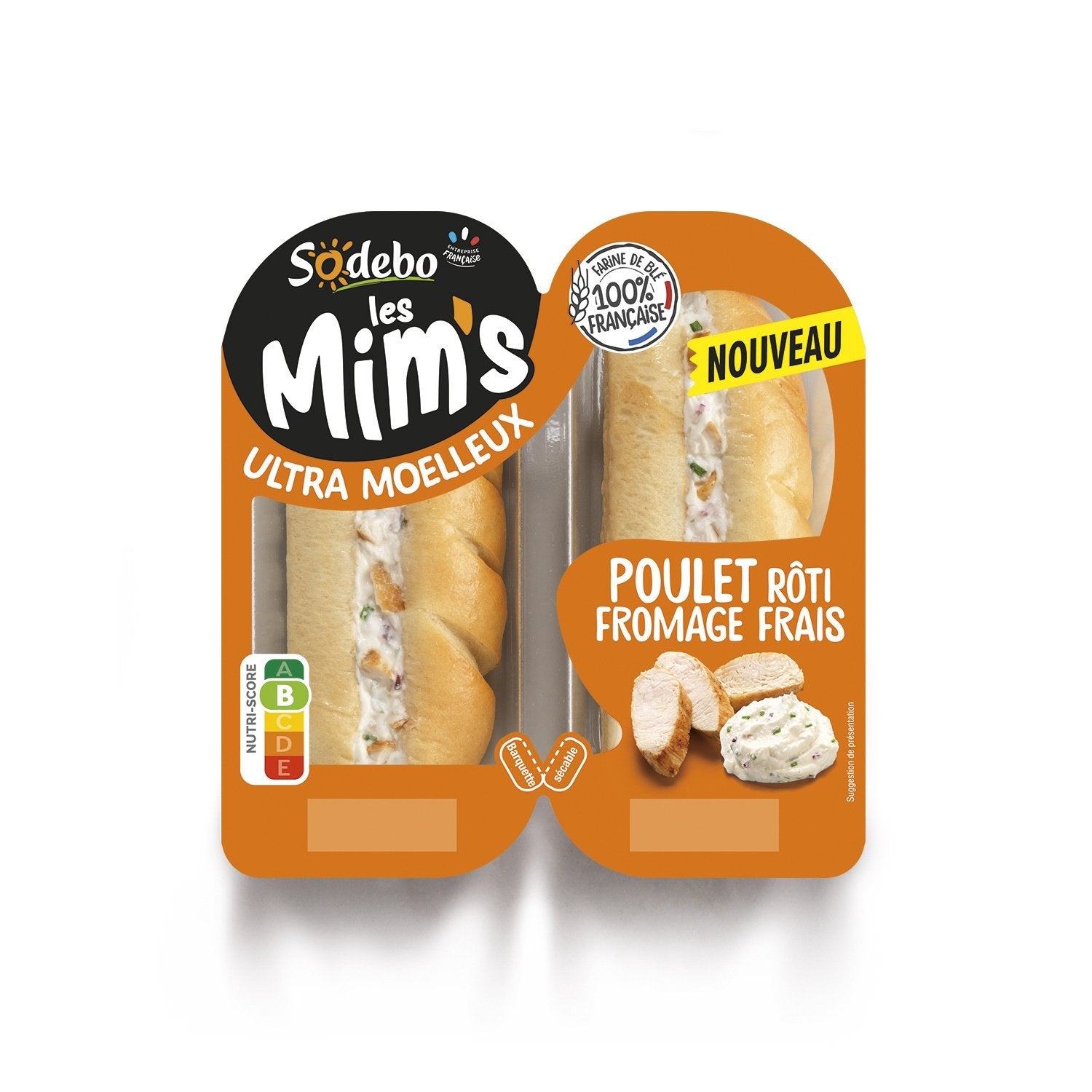 Sandwich Poulet Rôti Fromage Frais Les Mim's SODEBO