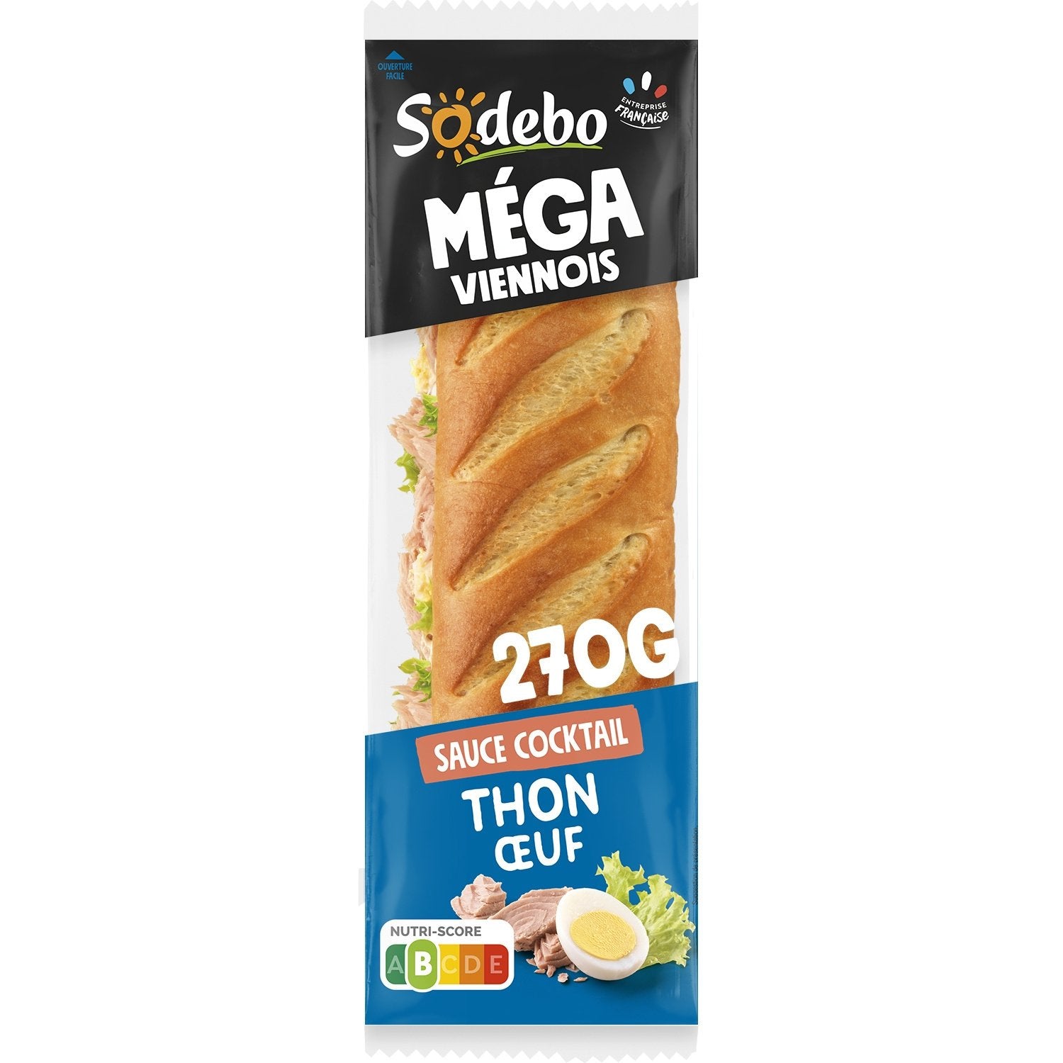 Sandwich baguette pain viennois thon œuf sauce cocktail SODEBO 270 g