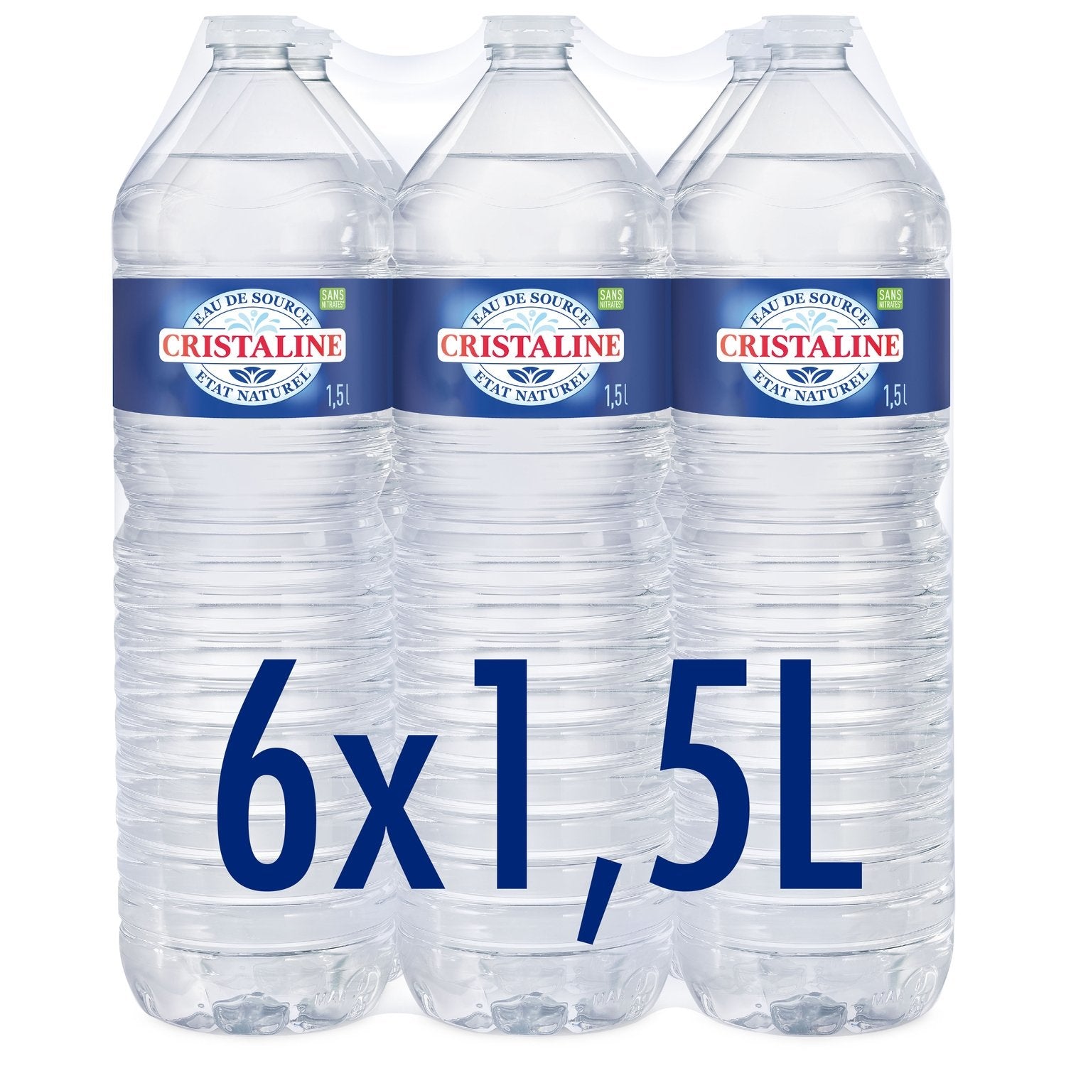Eau de Source Plate CRISTALINE - pack de 6 bouteilles de 1,5L