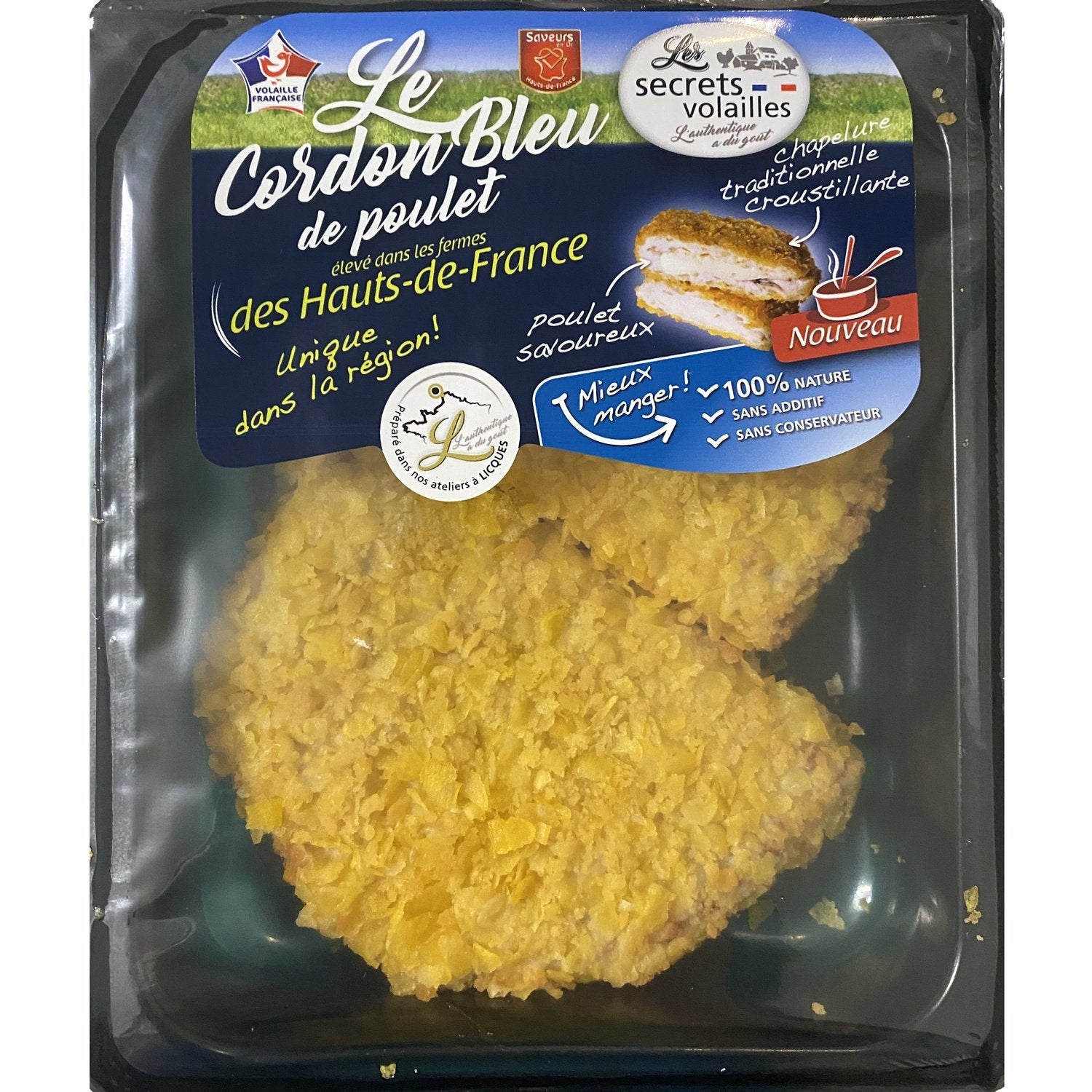 Cordon bleu de poulet - LICQUES VOLAILLES - La barquette de 2 PCS - 250 G
