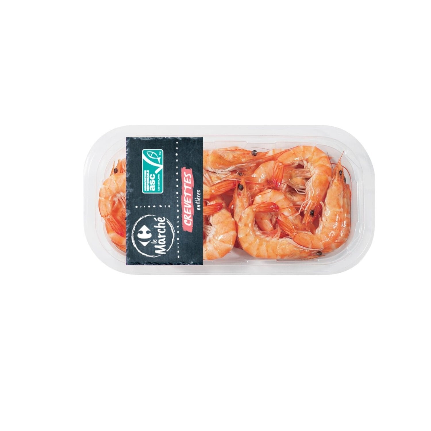 Crevettes entières ASC CARREFOUR LE MARCHE - 200g