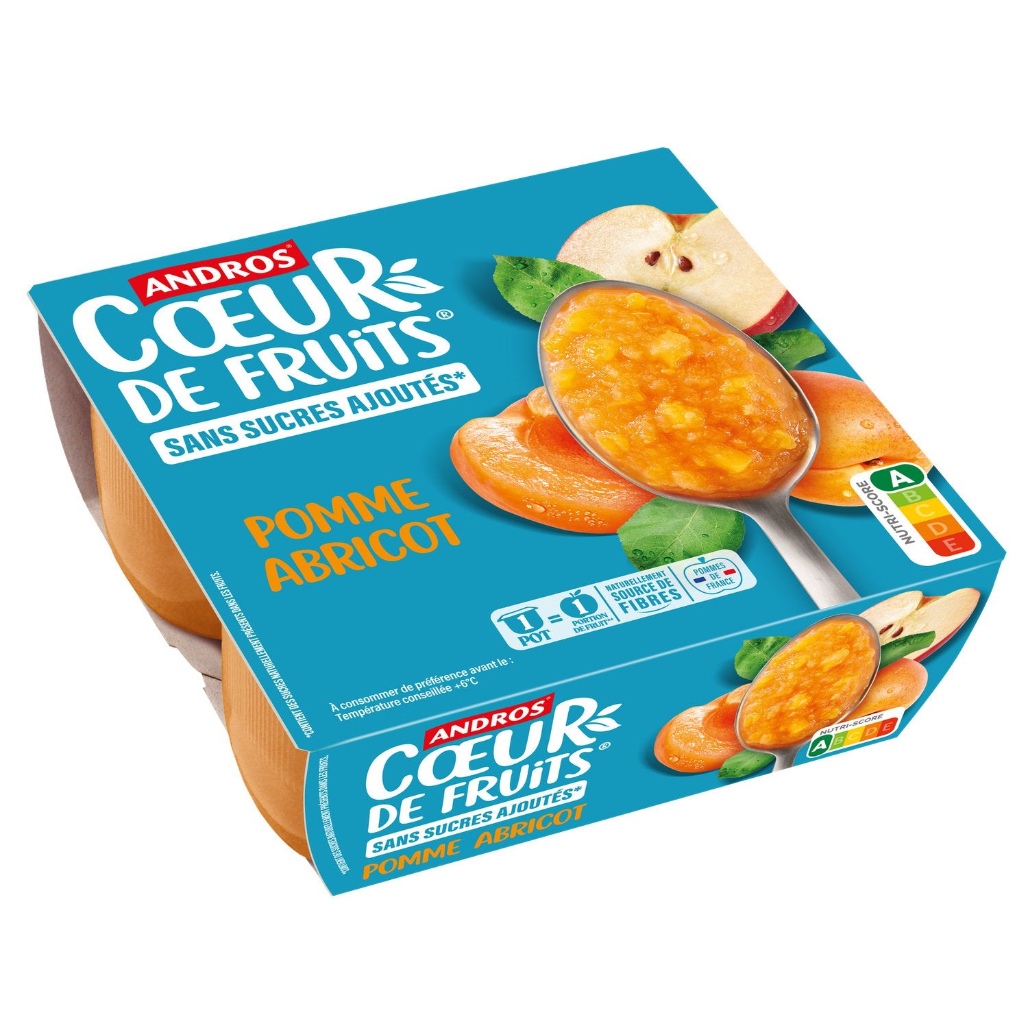 Compote Pomme Abricot Sans Sucres ANDROS - 4 pots de 100g