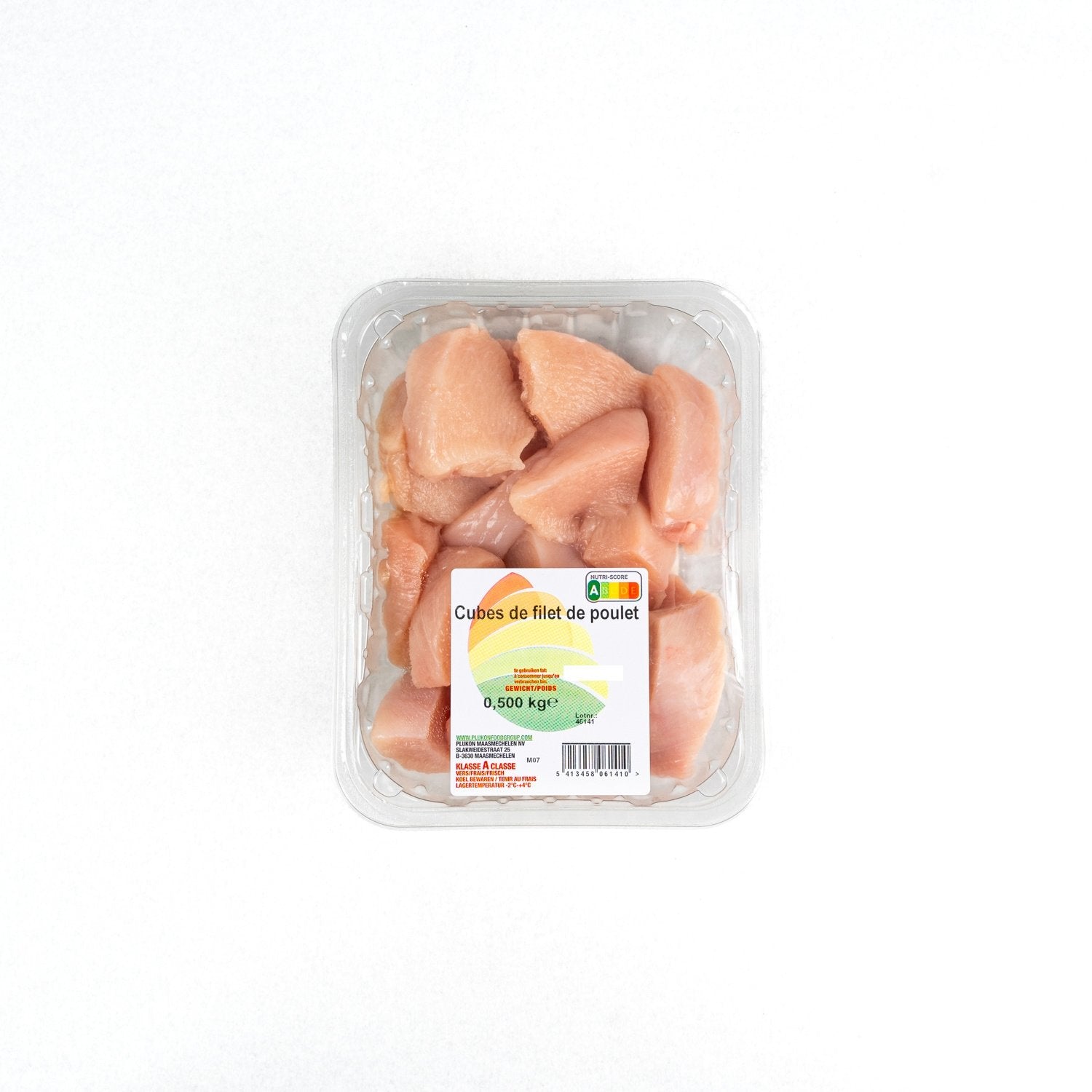 Viande de Volaille : Filets de Poulet en Cubes - barquette de 500g
