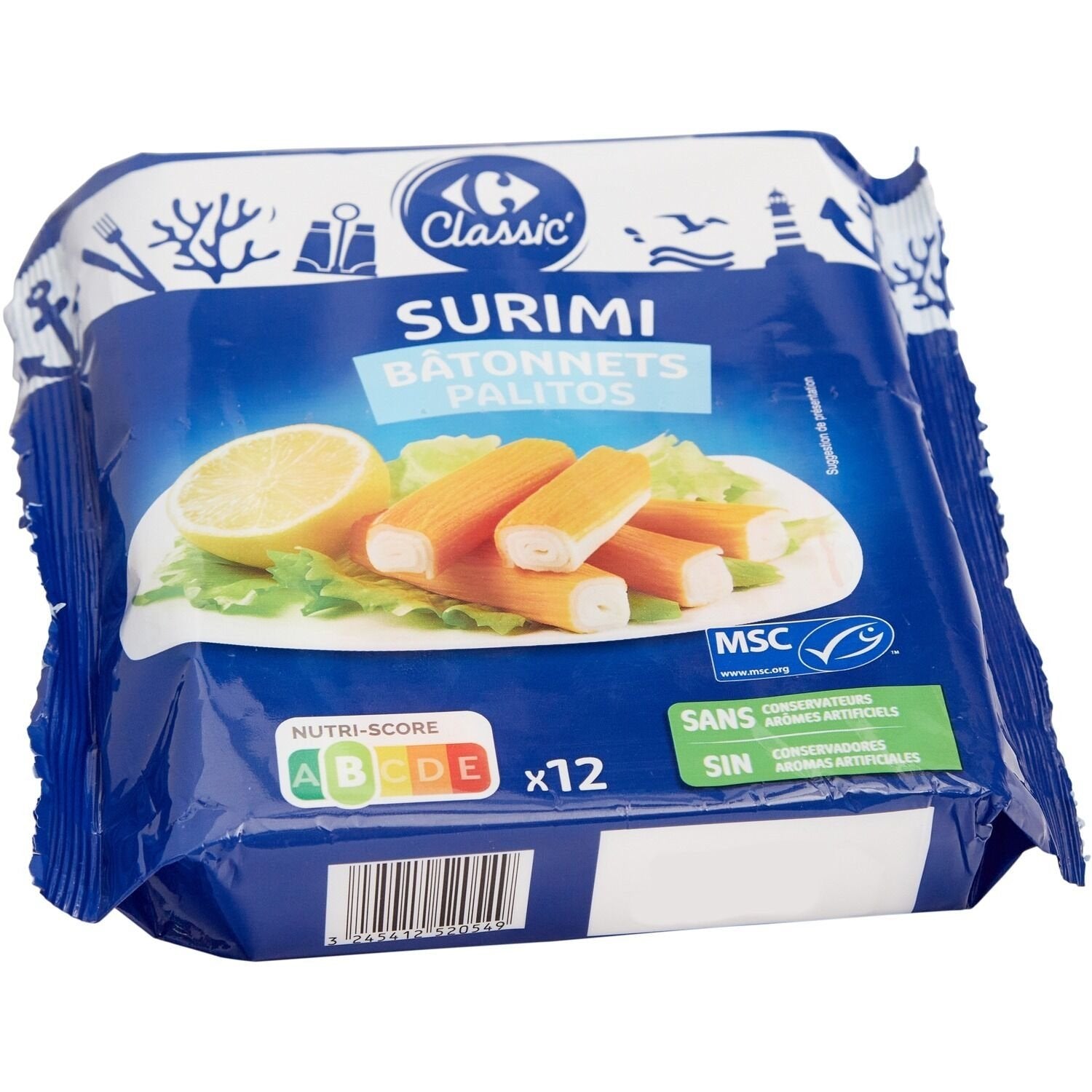 Surimi bâtonnets CARREFOUR CLASSIC - 12 pcs - 200g