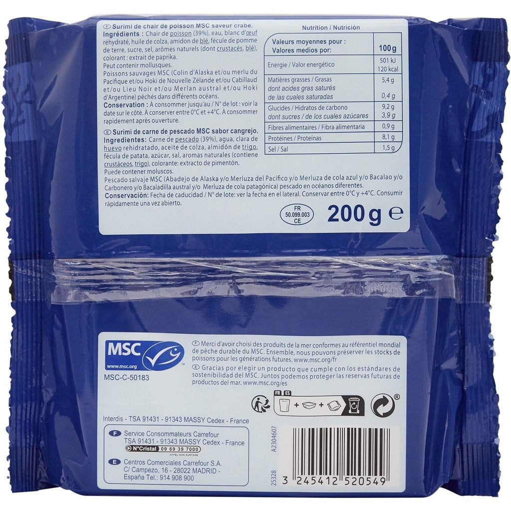 Surimi bâtonnets CARREFOUR CLASSIC - 12 pcs - 200g