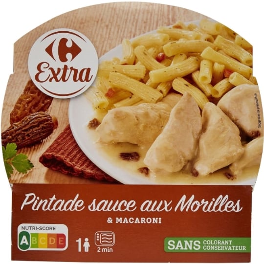 Plat cuisiné pintade morilles macaroni CARREFOUR EXTRA 300g