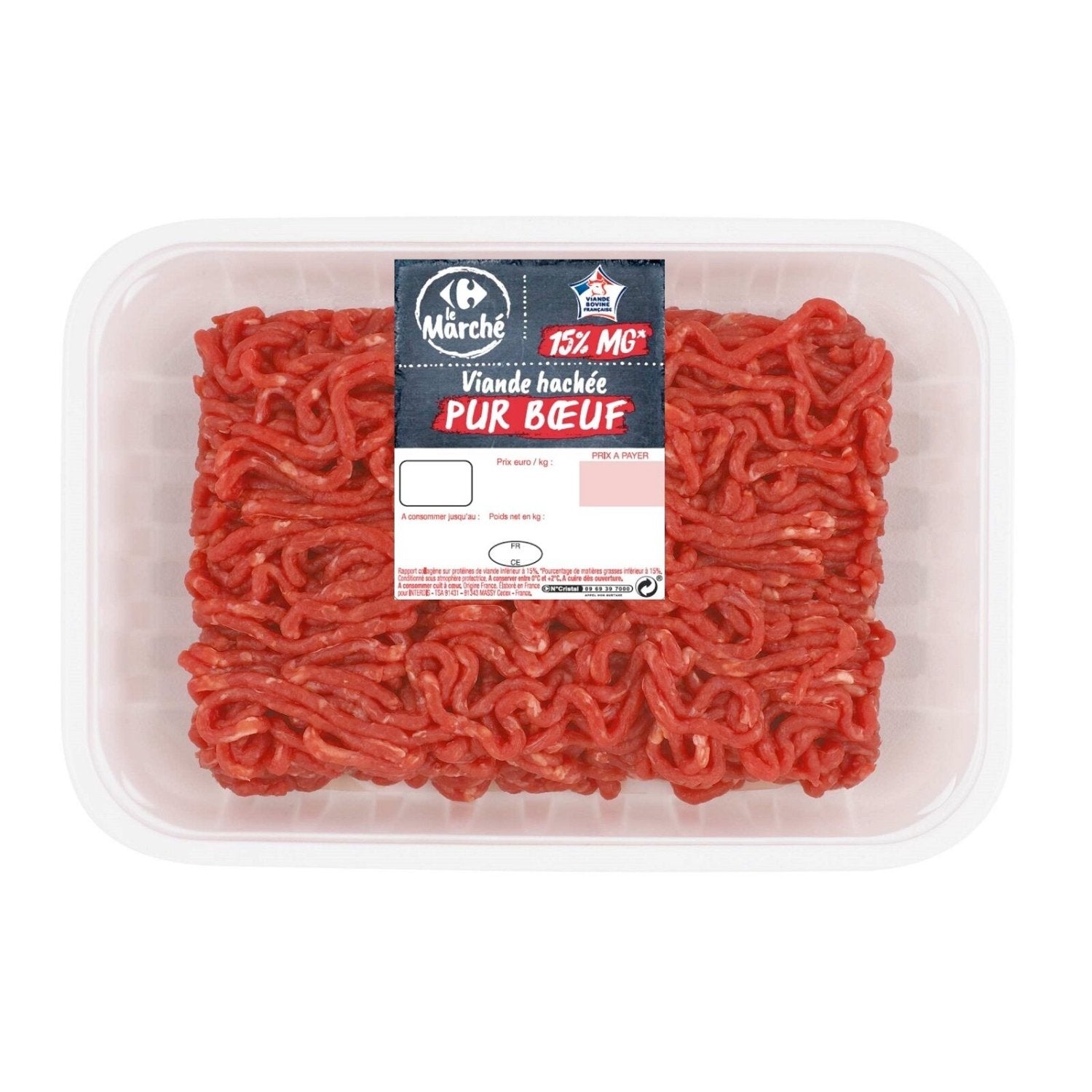 Viande hachée pur bœuf 15% MG CARREFOUR - 350g