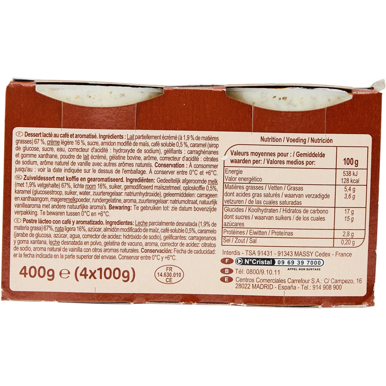 Liégeois café CARREFOUR CLASSIC - Les 4 pots de 100 G