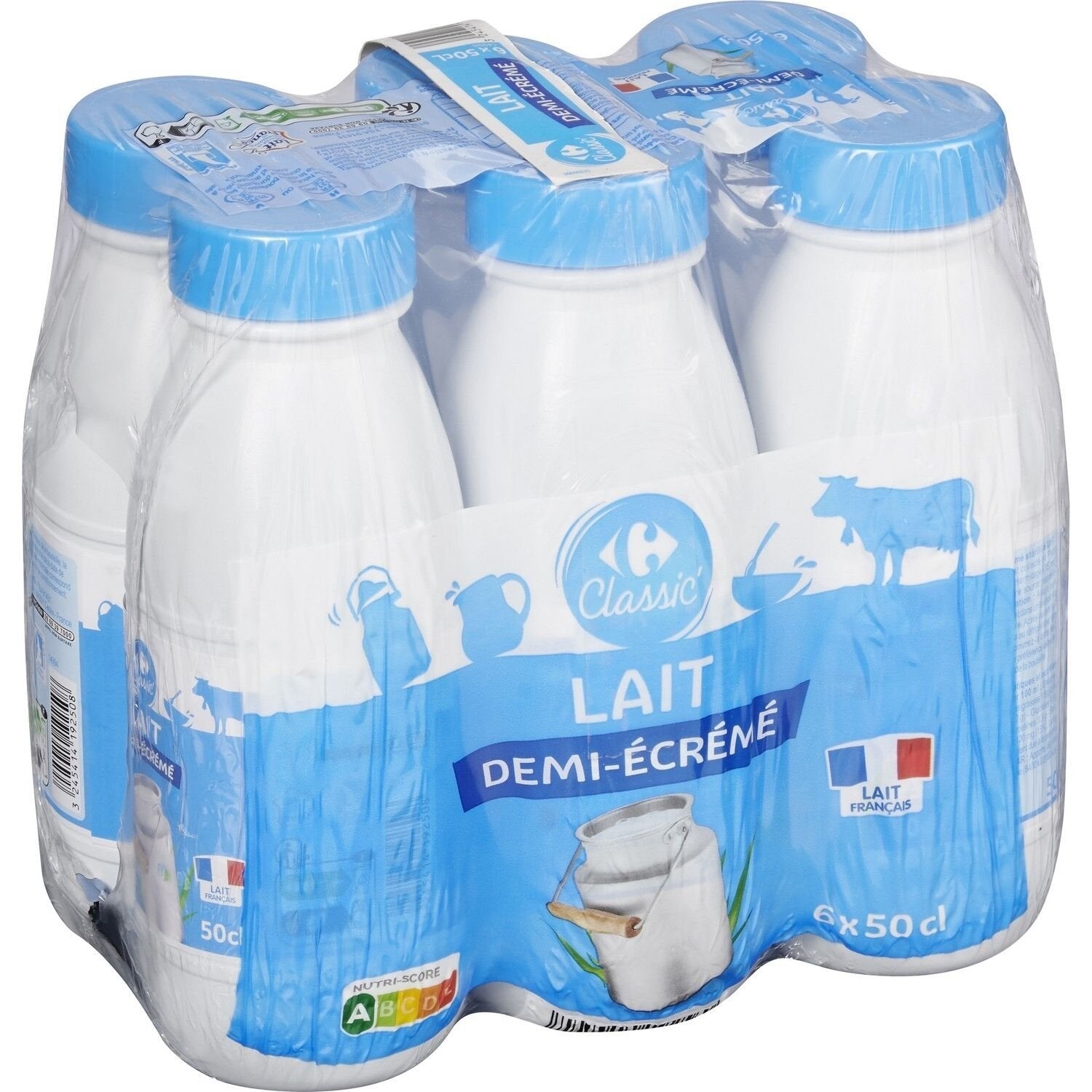 Lait demi écrémé CARREFOUR EXTRA - 6 PCS