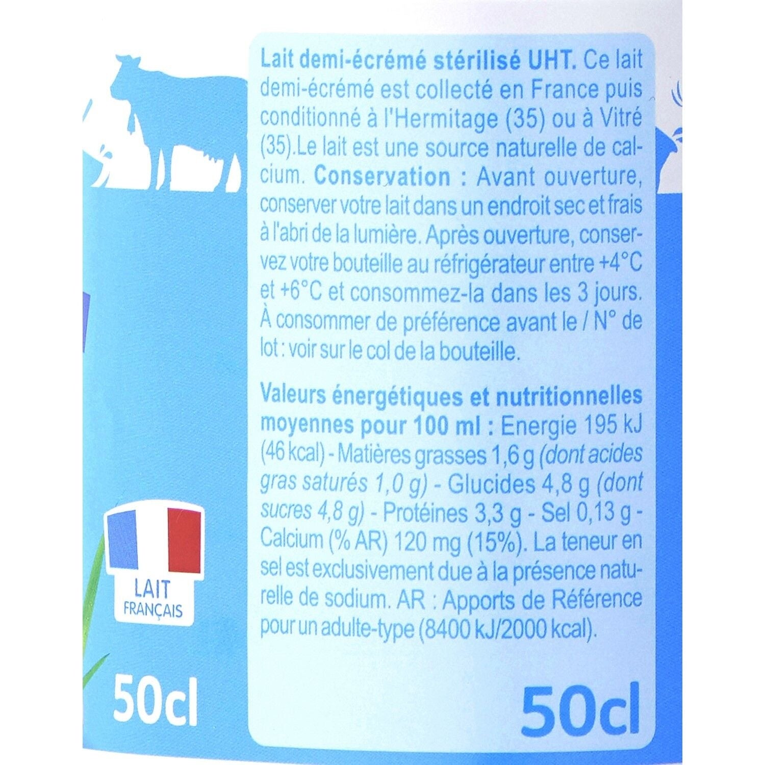 Lait demi écrémé CARREFOUR EXTRA - 6 PCS