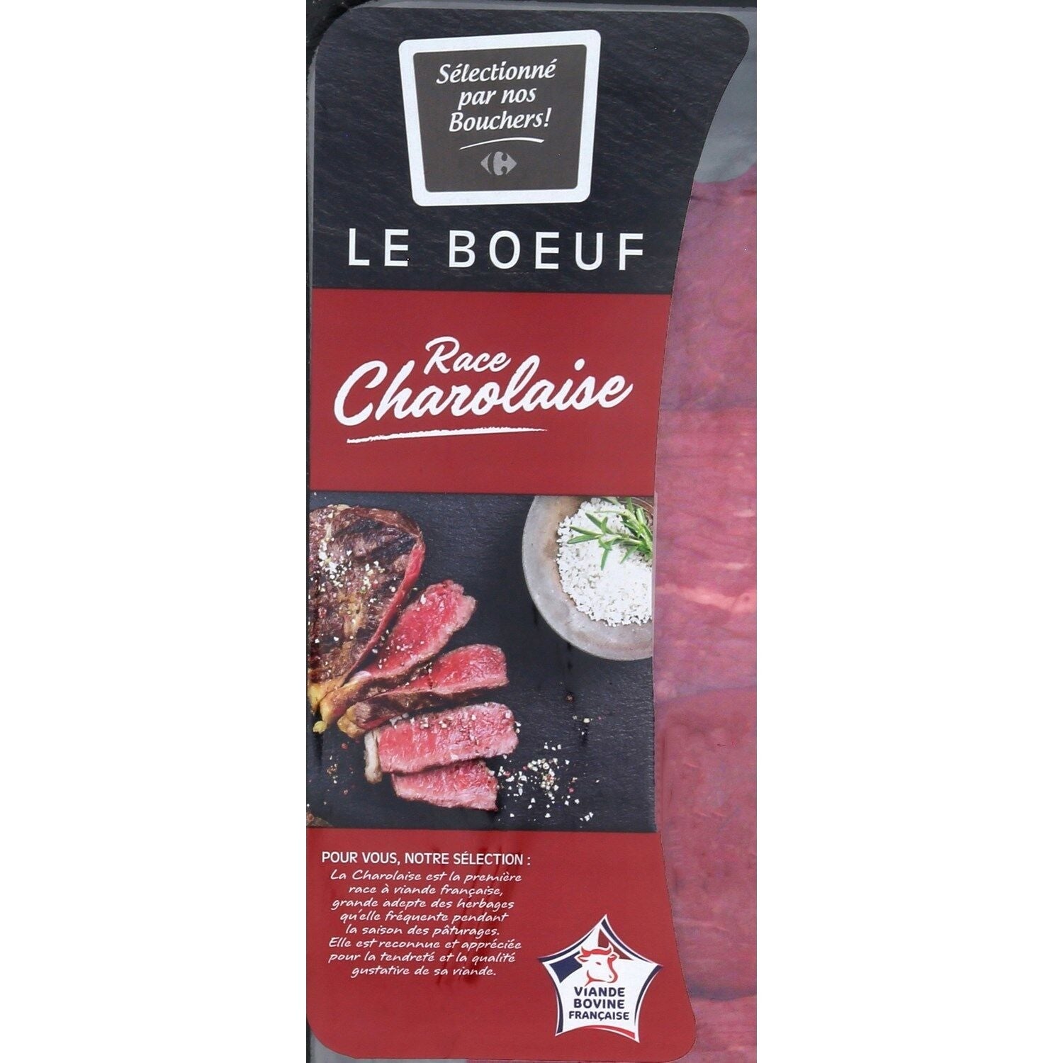 Viande Bovine - Steak Charolais à griller -  la barquette de 4 PCS - 400 G