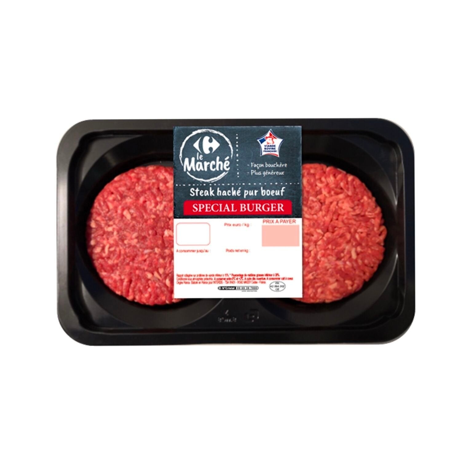 Steaks hachés pur bœuf spécial burger CARREFOUR LE MARCHE - 2 pcs - 280g