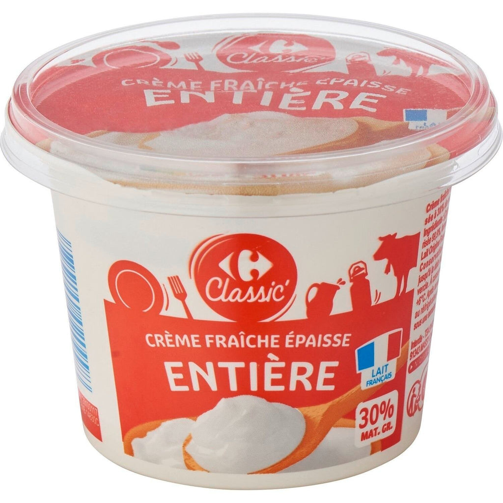 Crème Fraîche Entière Epaisse 30% Mat.Gr. CARREFOUR - Le pot de 196 G