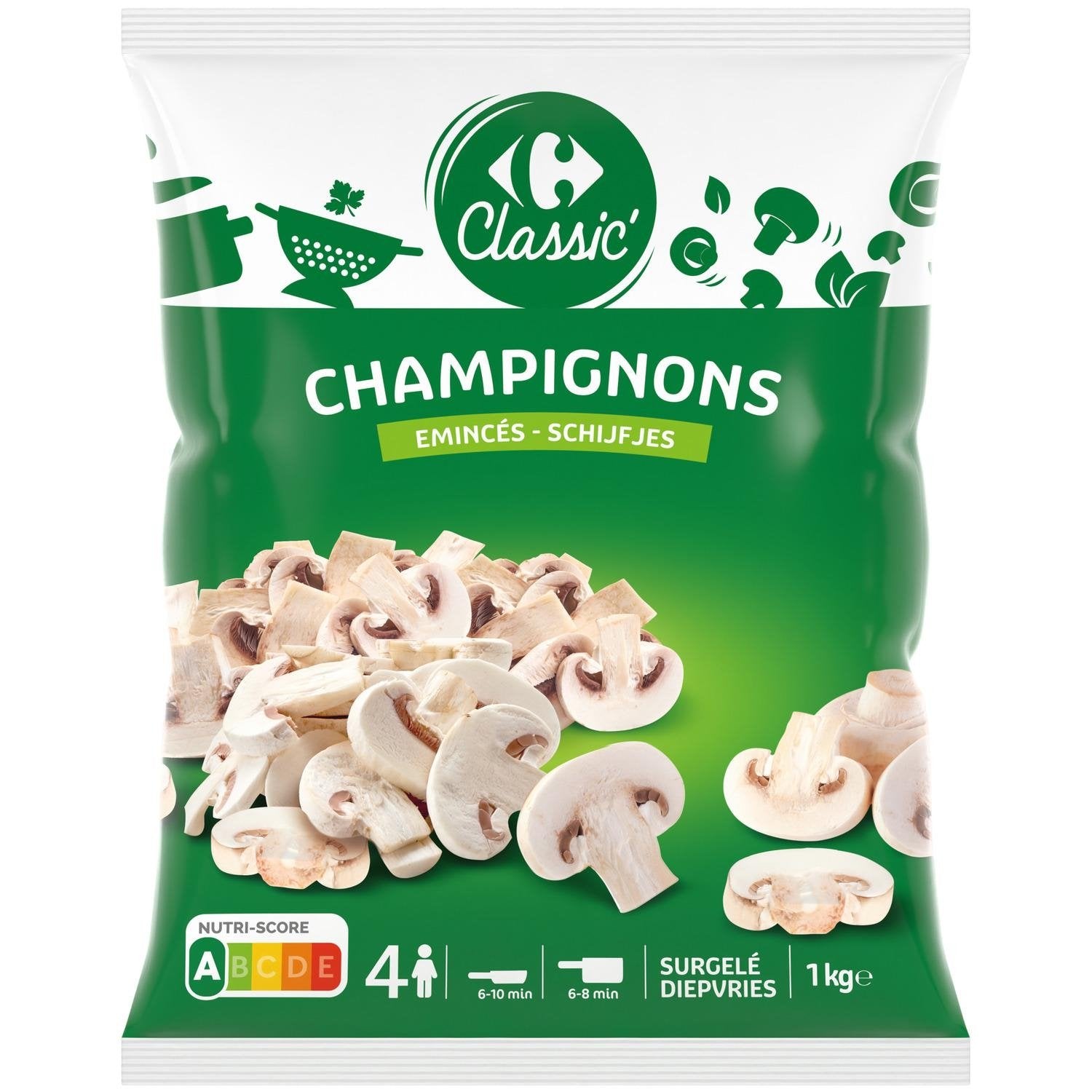Champignons de Paris émincés CARREFOUR - le sachet de 1Kg