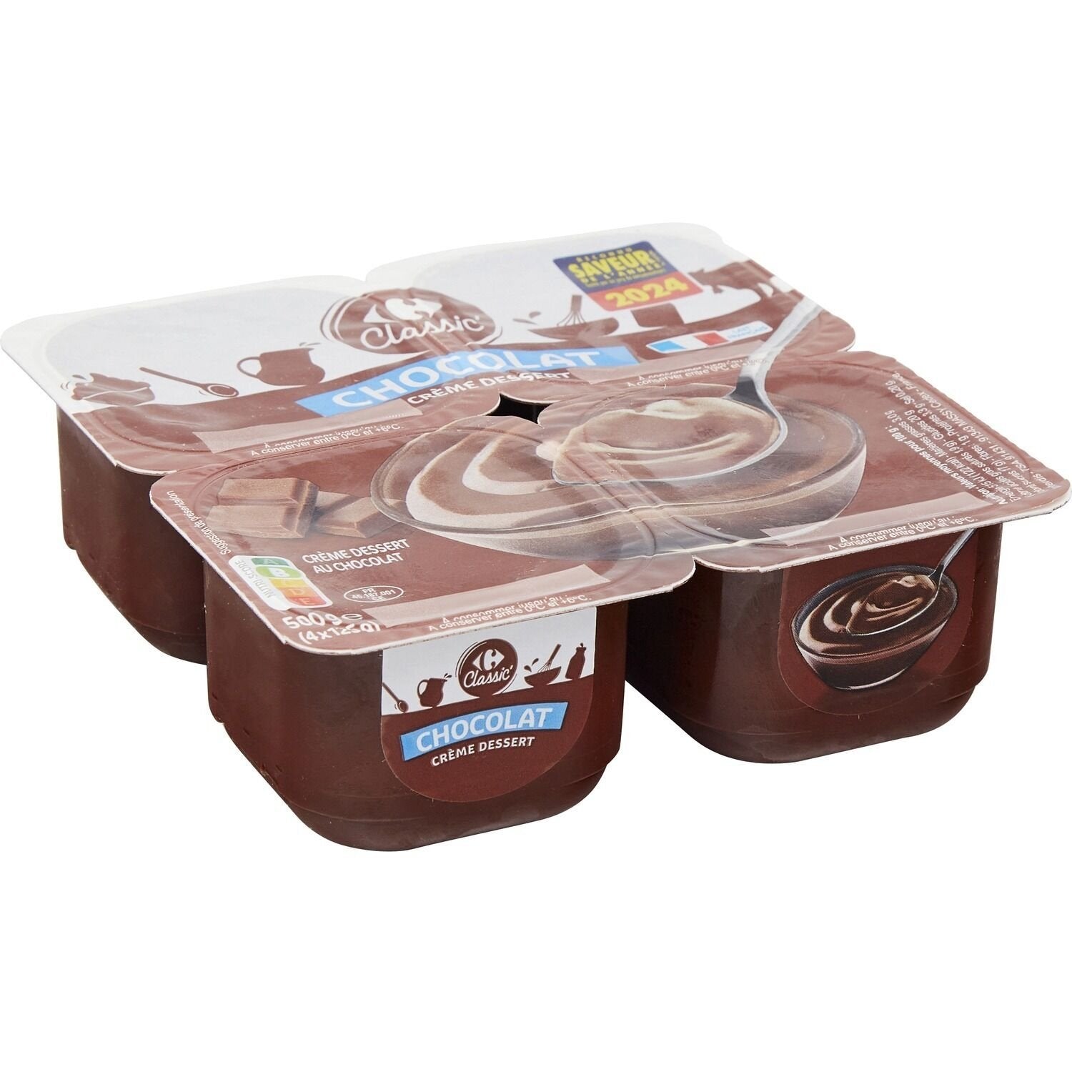 Crèmes dessert chocolat CARREFOUR CLASSIC -  les 4 pots de 125 G