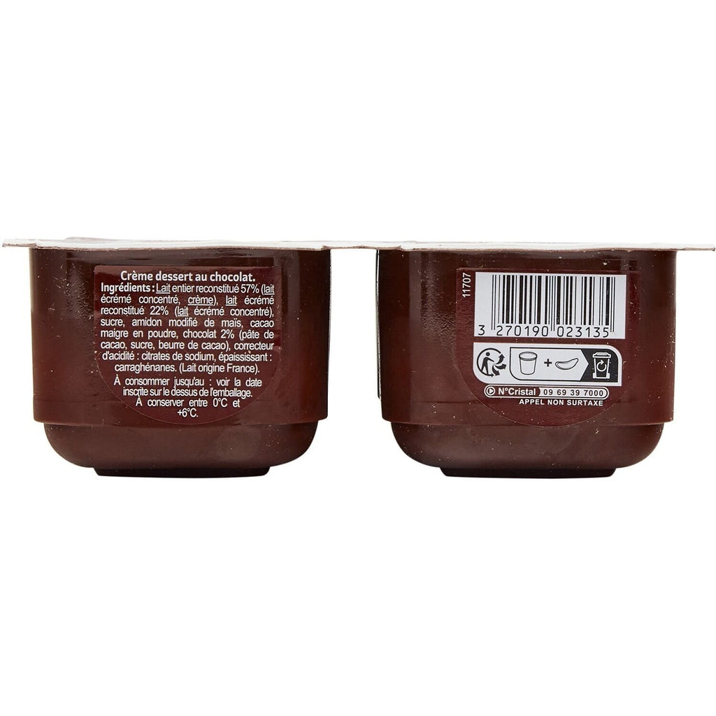 Crèmes dessert chocolat CARREFOUR CLASSIC -  les 4 pots de 125 G