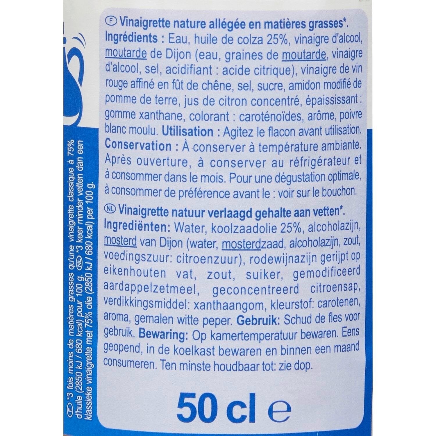 Sauce vinaigrette légère CARREFOUR CLASSIC 500 ml