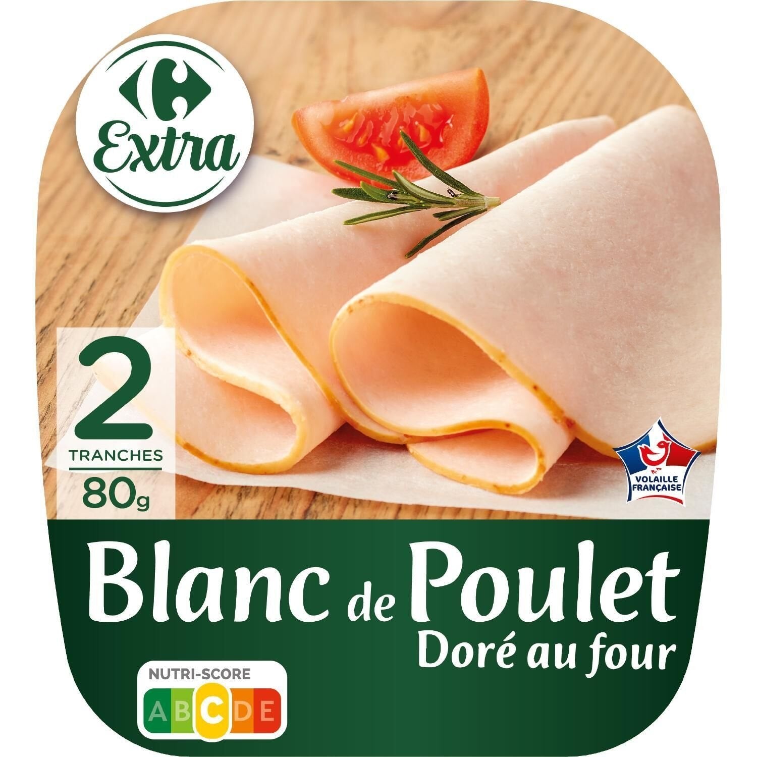 Blanc de poulet doré au four CARREFOUR - 2 tranches - 80g